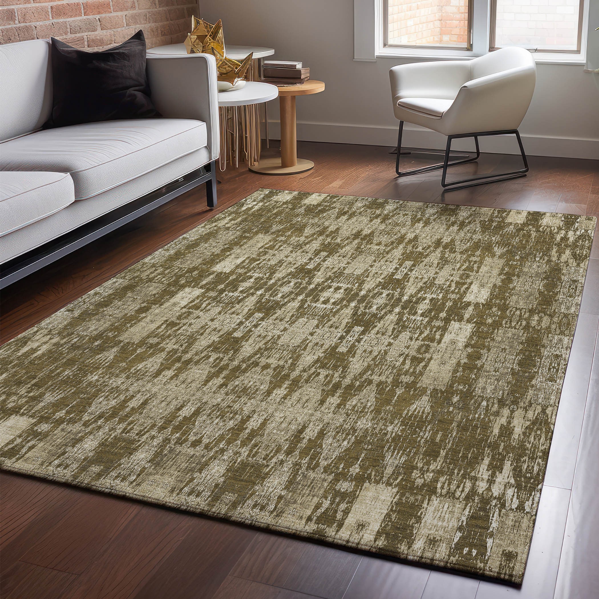 Addison Rugs AMF580CH3X5 Mayfield AMF580CH 3 x 5 (ft) Loomed Polyester Chocolate Rectangular Indoor Geometric Machine washable Area rug