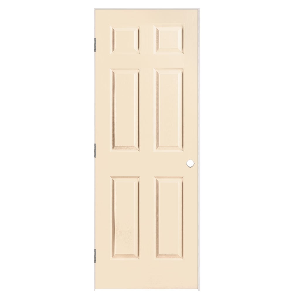 Masonite 1316726 30-in x 80-in Cream N Sugar Hollow core 6-panel Right hand Textured Prefinished Molded composite Flat Jamb Single Prehung Interior Door