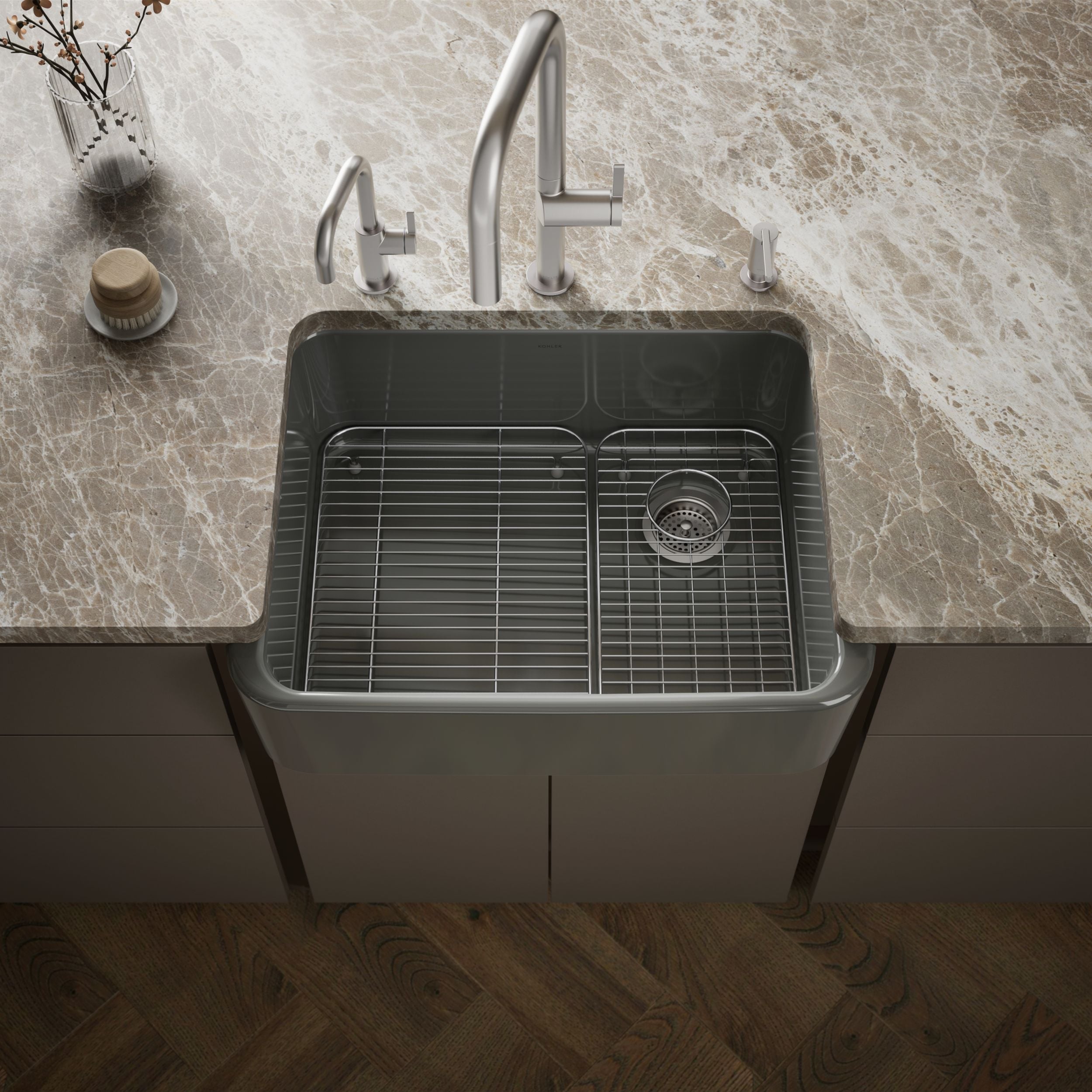 KOHLER Ironridge Undermount 28.47-in x 22-in Cast iron Single bowl Kitchen Sink
