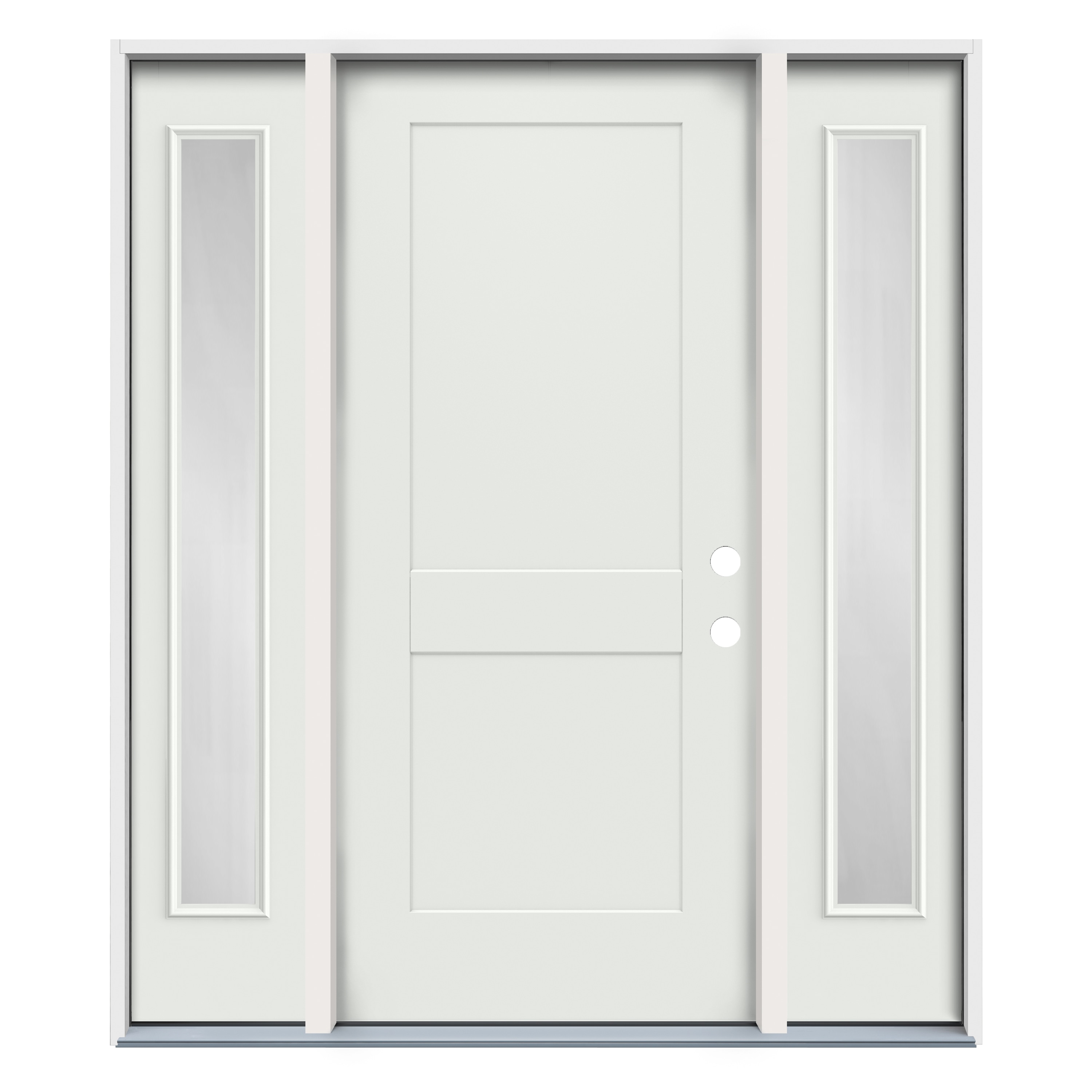 American Building Supply 56-in x 80-in Steel Full Lite Right-Hand Inswing Arctic White Paint Painted Prehung Single Front Door with Sidelights -  LO1049604