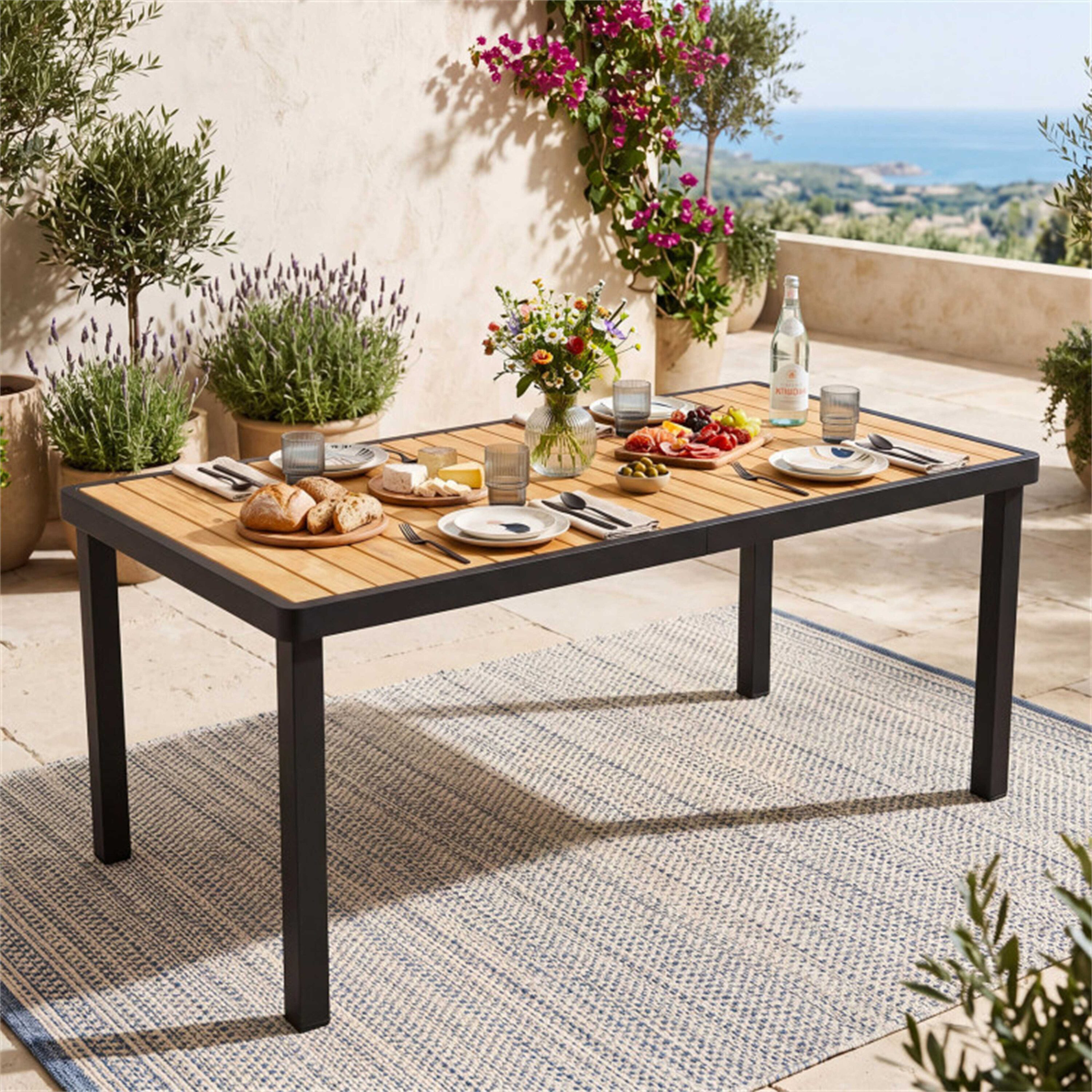 BABOOM Patio Table Rectangle Dining Table 27-in W x 58-in L with Umbrella Hole