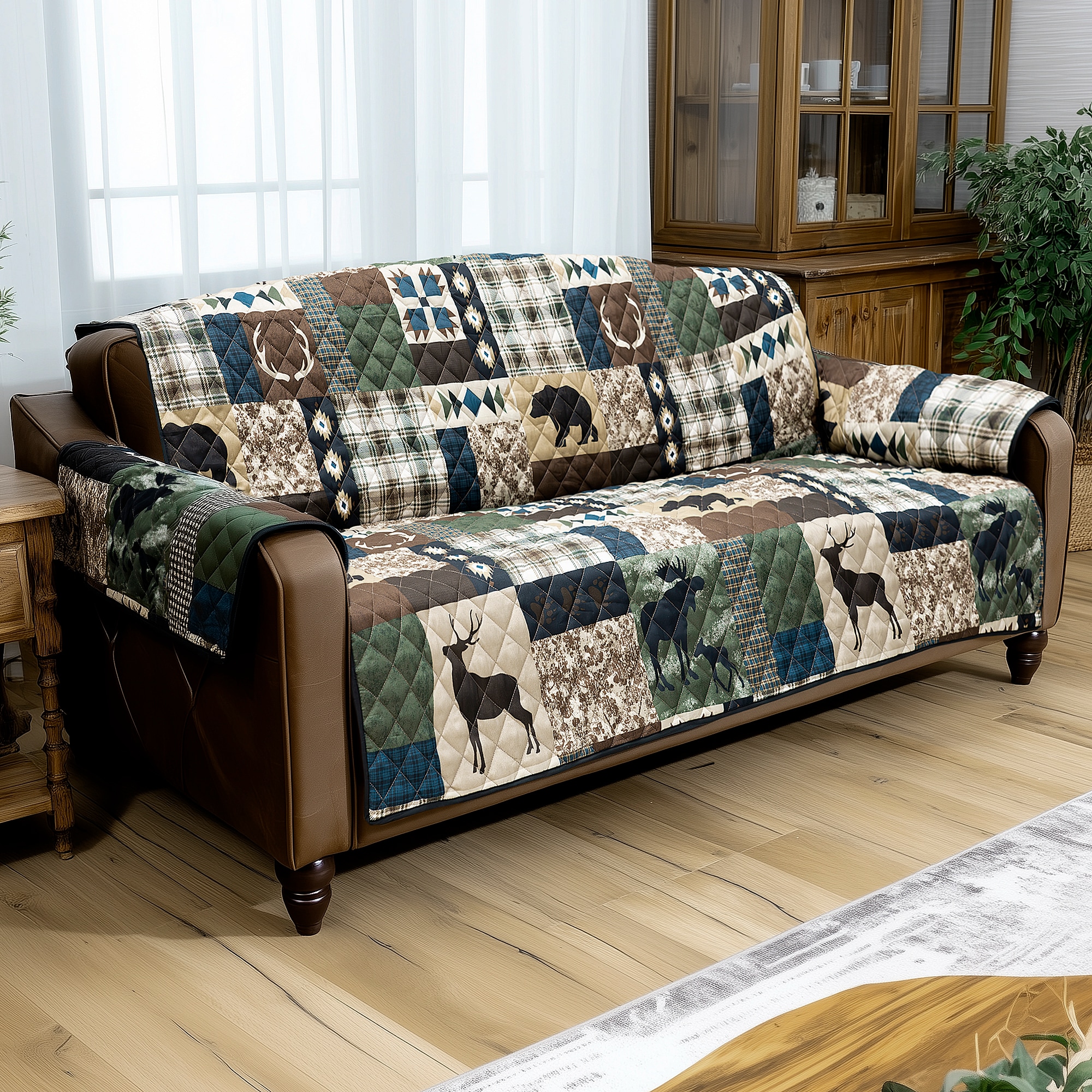 Donna Sharp - Rustica Blue Sofa Slipcover 126-in W x 23-in H x 76-in D
