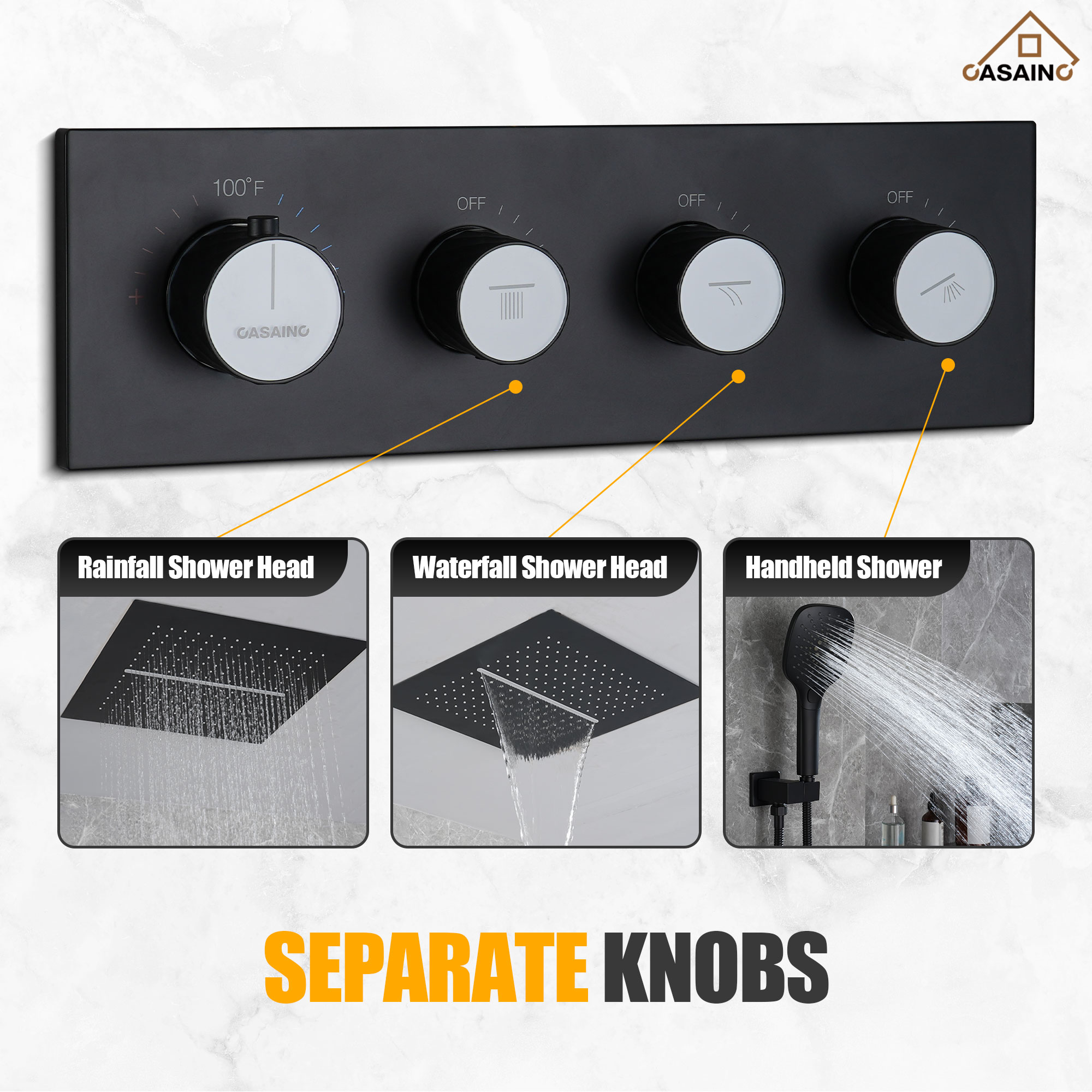 CASAINC KCHS0001-16MB Showerhead-Bar-Panels - View #6