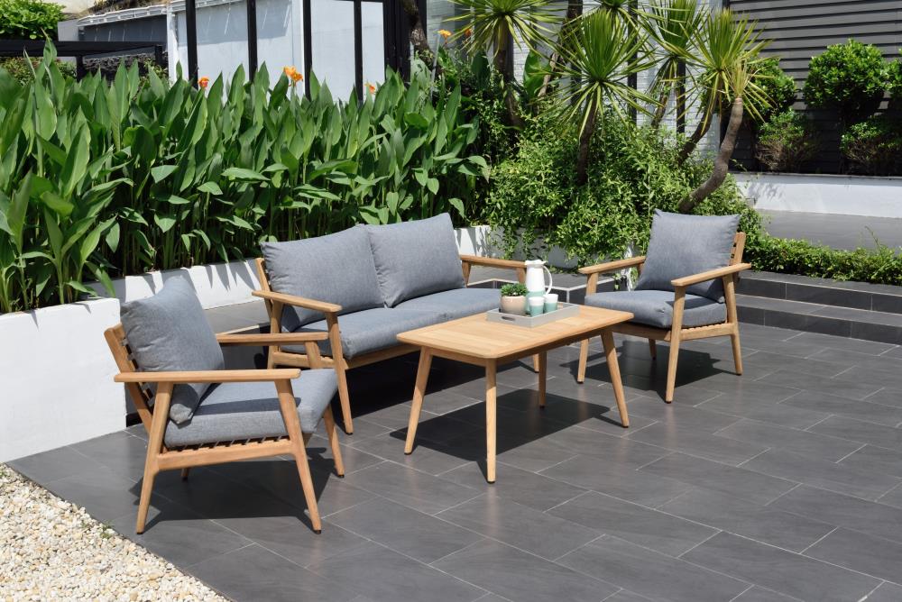 Amazonia Amazonia Teak 4-Piece Patio Conversation Set with Brown ...