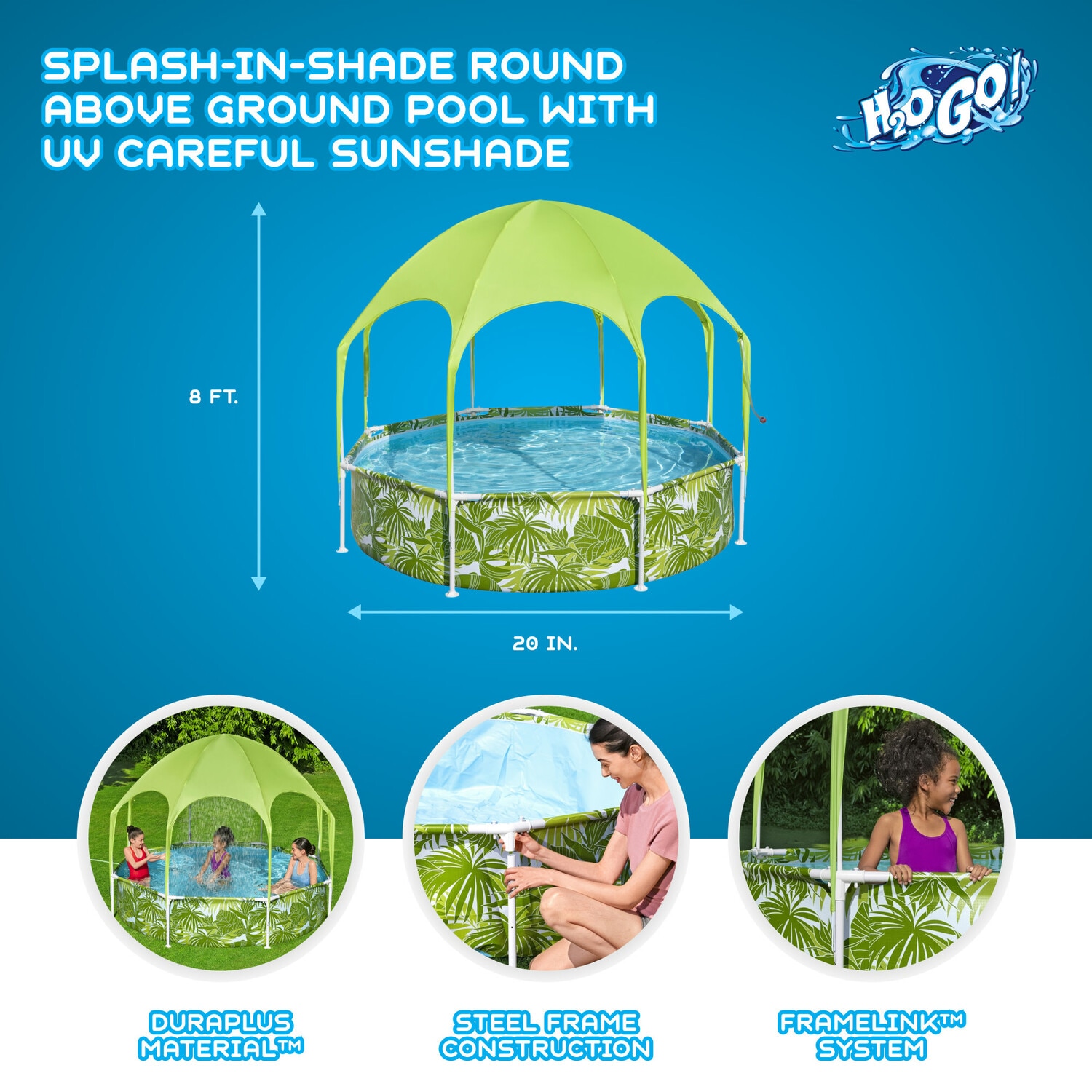 Bestway - Steel Pro UV Careful Splash-in-Shade Round Above Ground online Pool Set