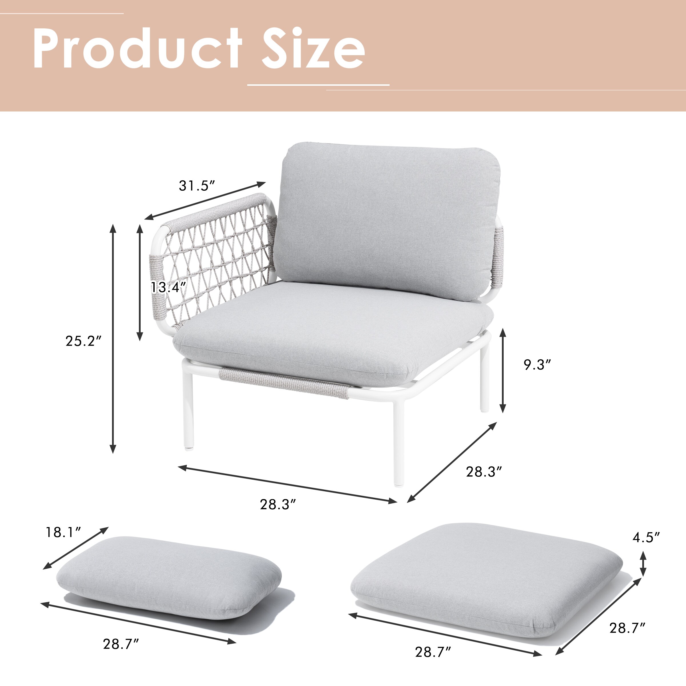 Crestlive Products CL-SF012LGY-4 Patio-Sofas-Daybeds - View #3