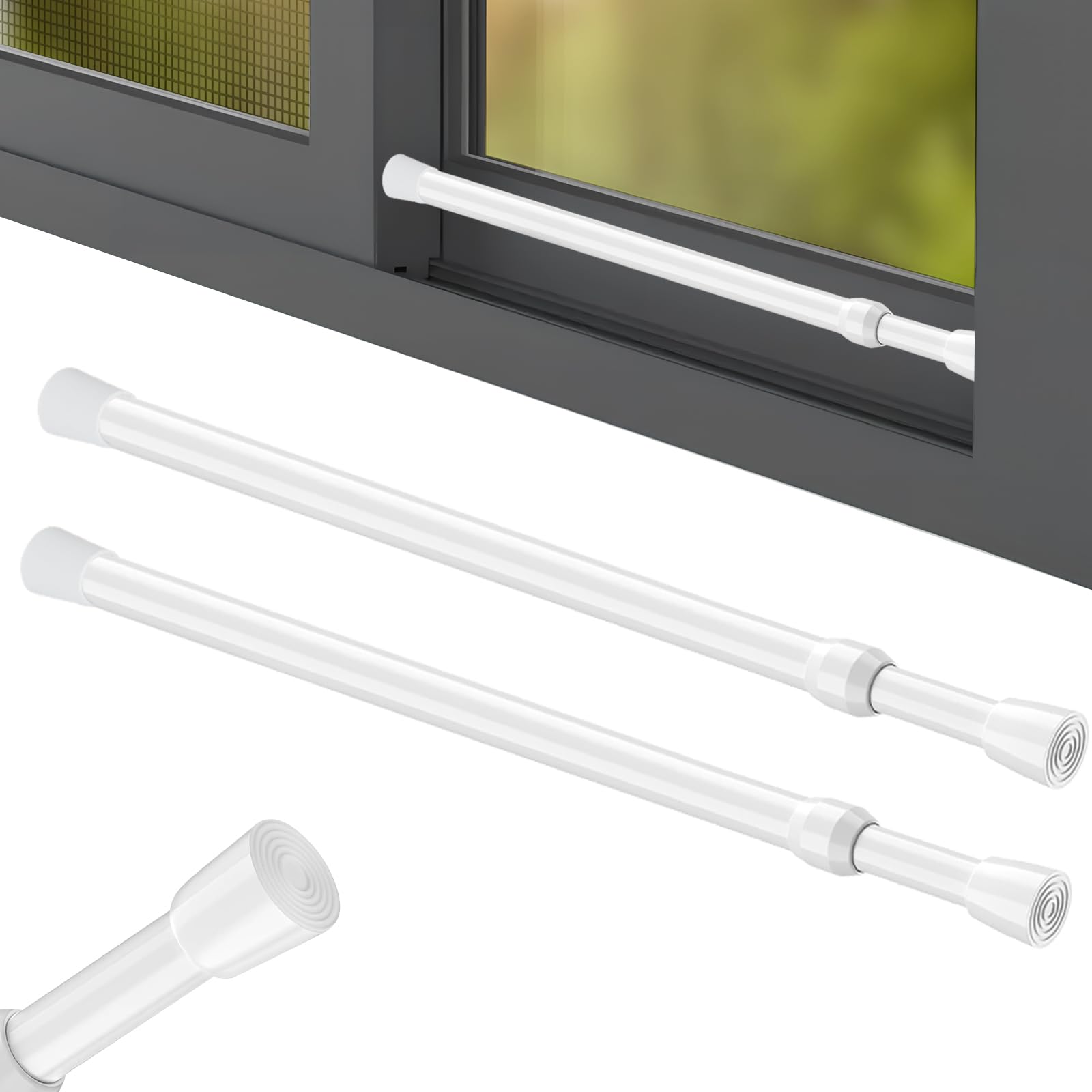 LILILIAN FMY  Adjustable Window Security Bars 16 to 28 Inch Sliding Door Lock with Rubber Tips Heavy Duty Steel for Windows and Patio Doors Set of