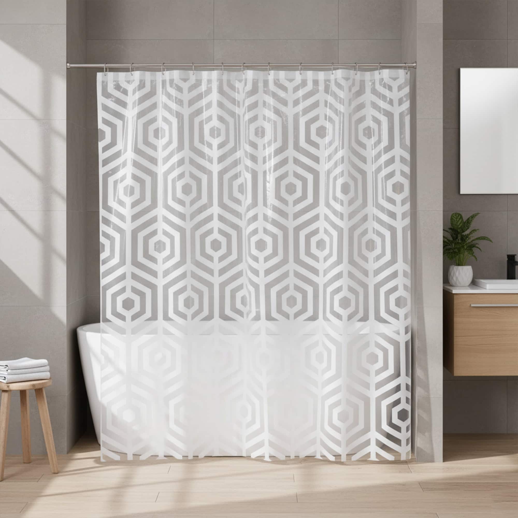 EVIDECO FRENCH HOME GOODS 71-in W x 71-in L Clear Geometric Mildew-Resistant EVA/PEVA Shower curtain #1108720