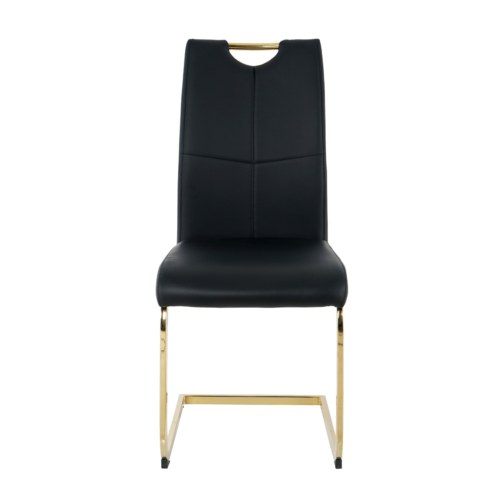 UOI Set of 4 Modern Dining Chairs with Black Faux Leather Padded Seat ...