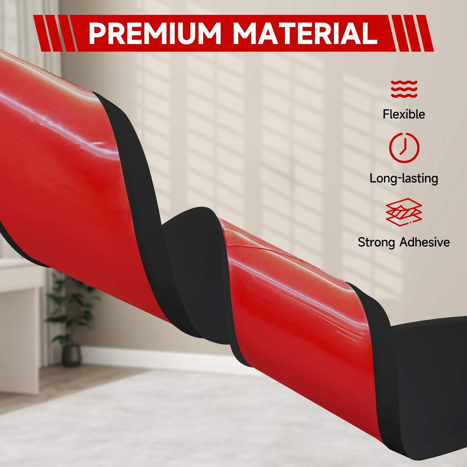 Vrbgify Vinyl Wall Base 4 Inch W x 10 Feet L Flexible Self Adhesive ...