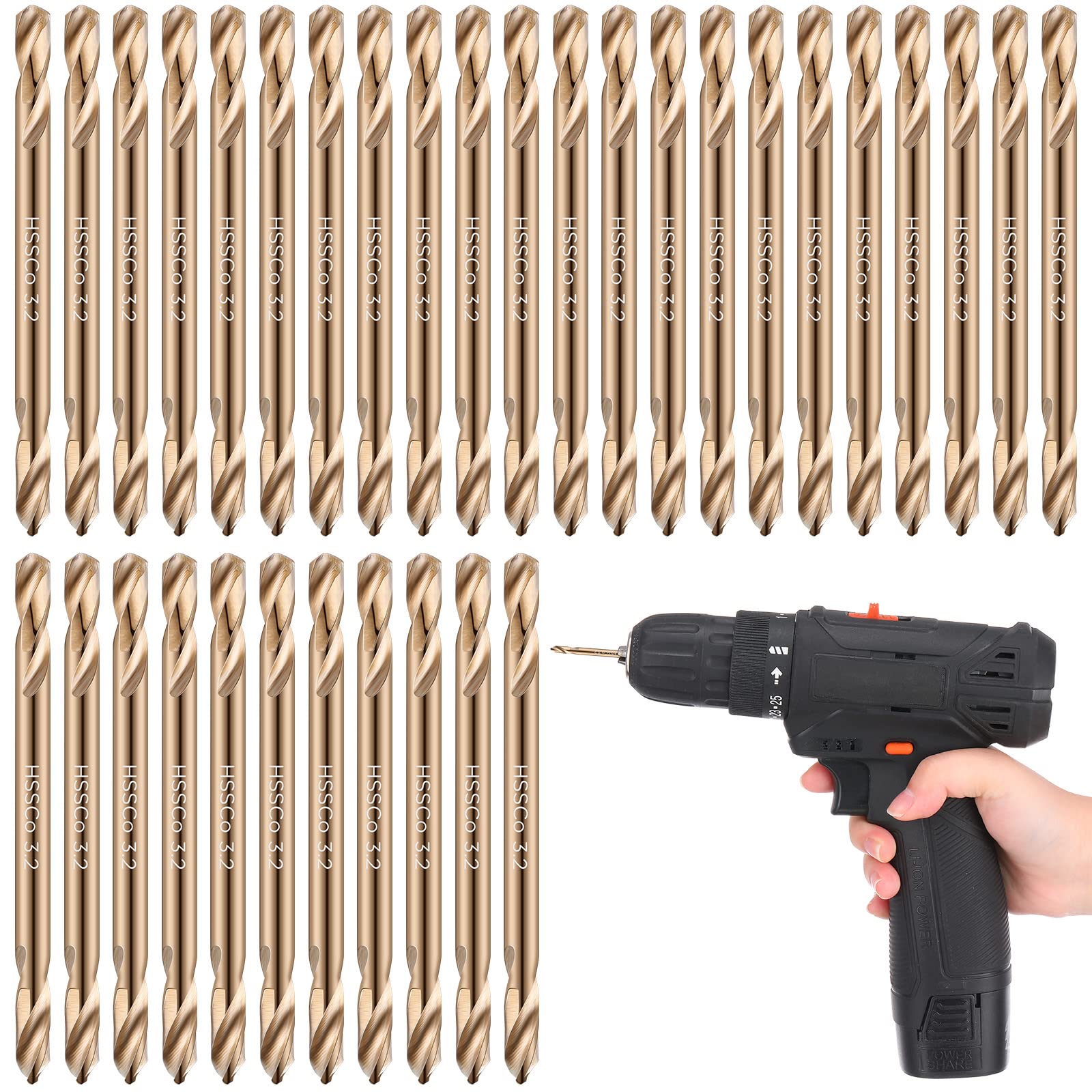 SenQWFa 30 Pieces One Eighth Inch Double Ended Cobalt Twist Drill Bits for Hardened Steel Wood Plastic and Metal durable #LDC0819C353