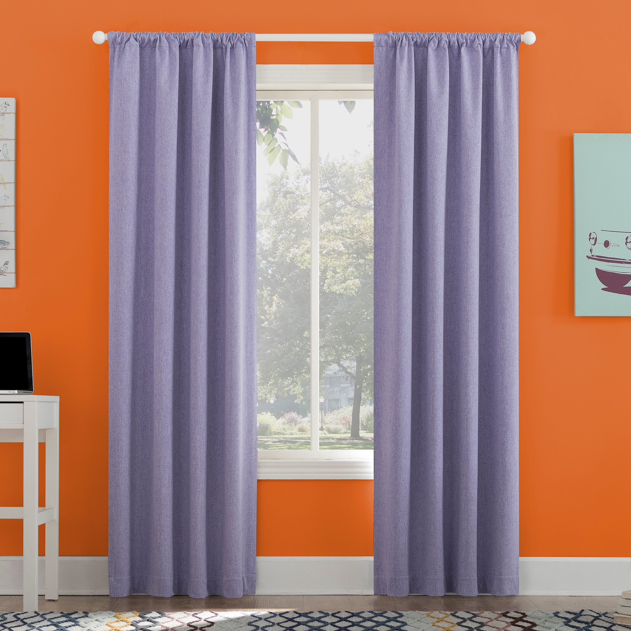 Sun Zero 59907 96-Inches Purple Blackout Standard lined Rod pocket Single curtain panel