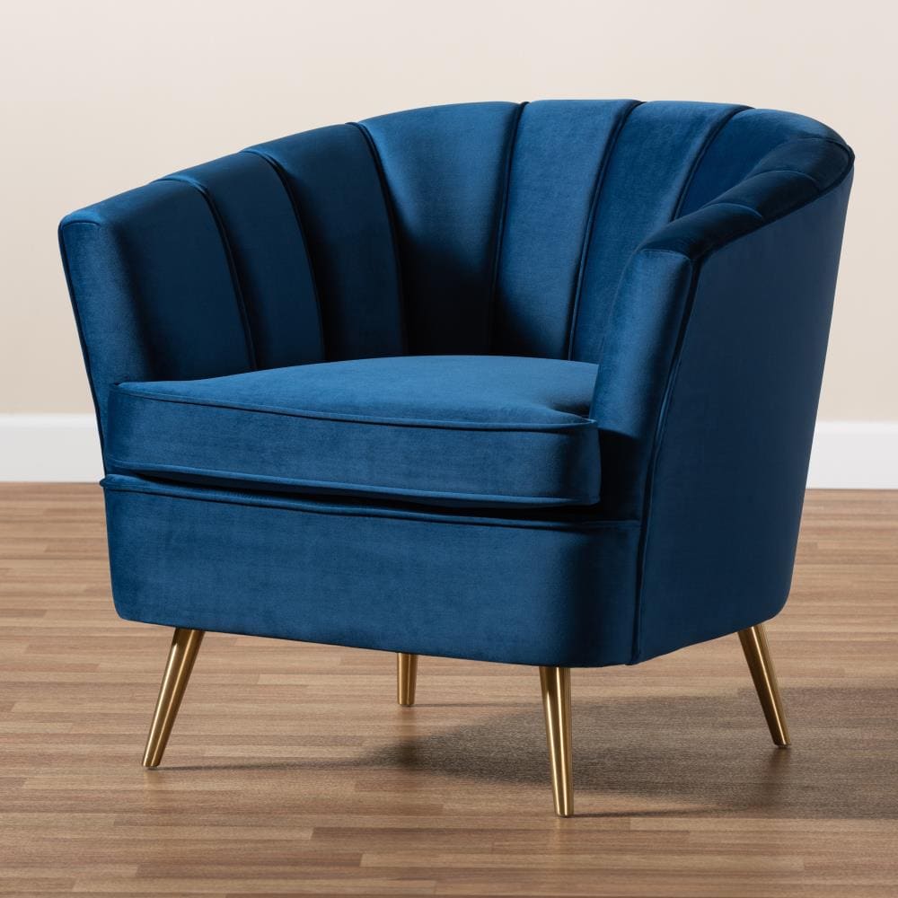 Baxton Studio Emeline Modern Blue Gold Velvet Accent Chair At Lowes.com