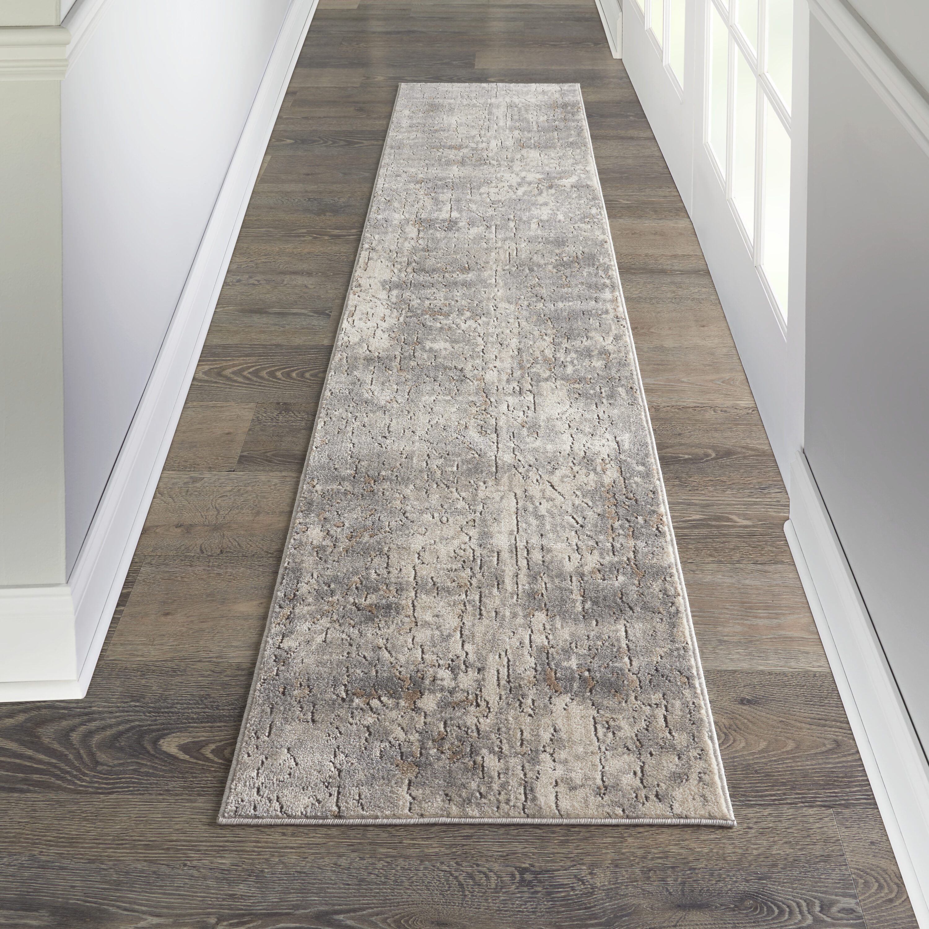 Nourison 099446748843 Concerto 2 x 8 (ft) Loomed Polypropylene Beige/Grey Rectangular Indoor Abstract Runner rug