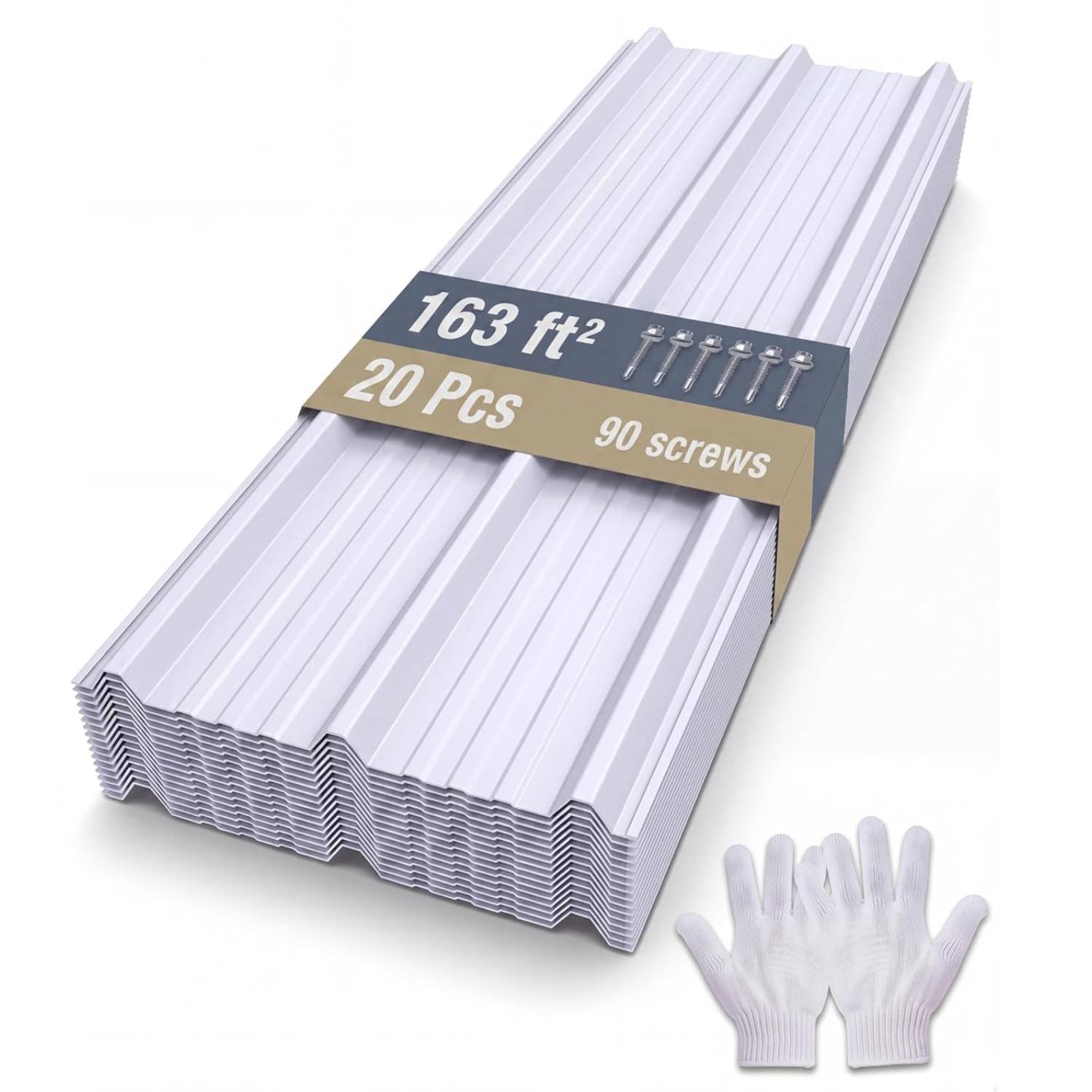 Garvee 20 Pcs Corrugated Steel Roofing Sheets 59.1 L x 19.8 W in Galvanized Metal Panels