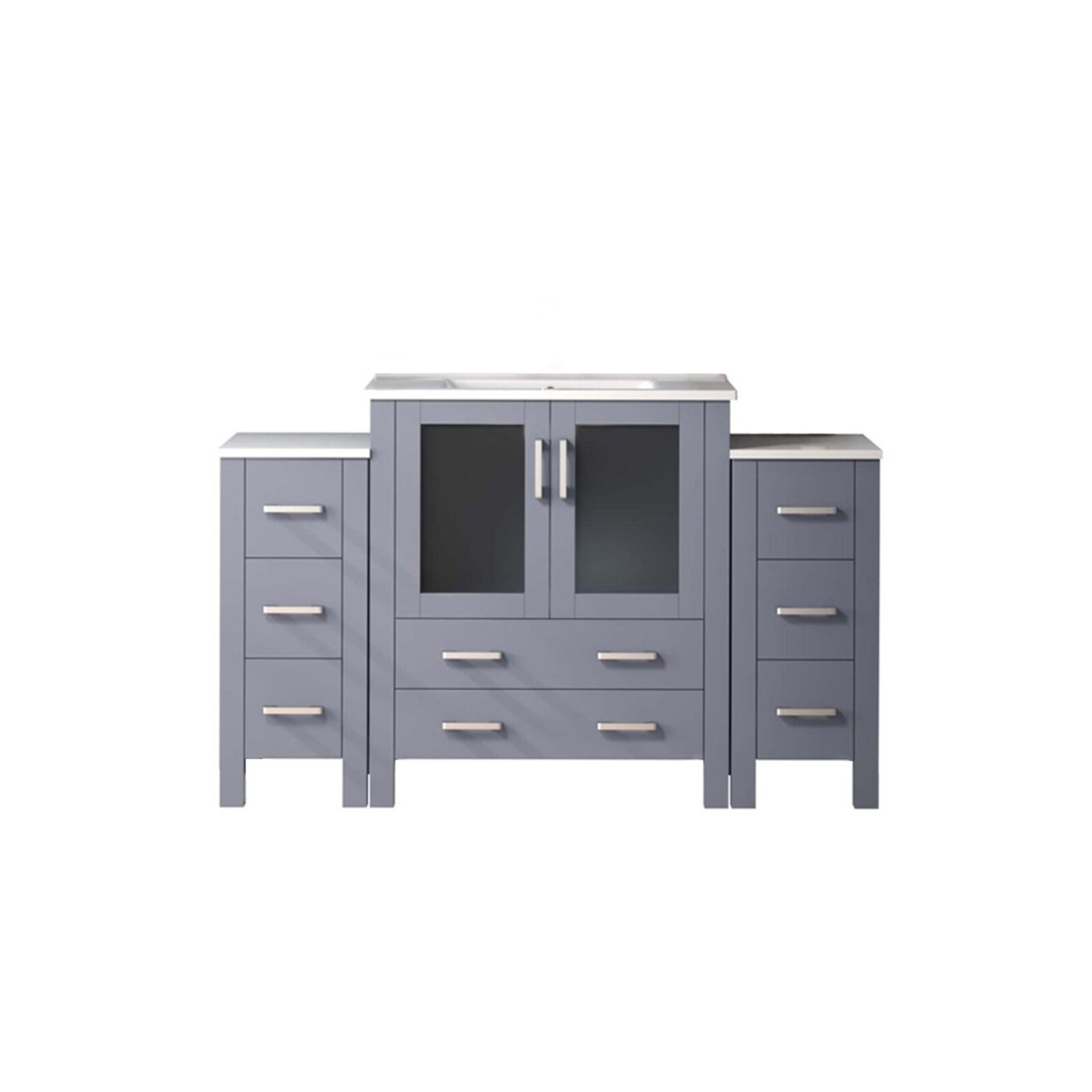 Lexora LVV54S30B600 Volez 54-in Dark Grey Single Sink Bathroom Vanity with White Ceramic Top