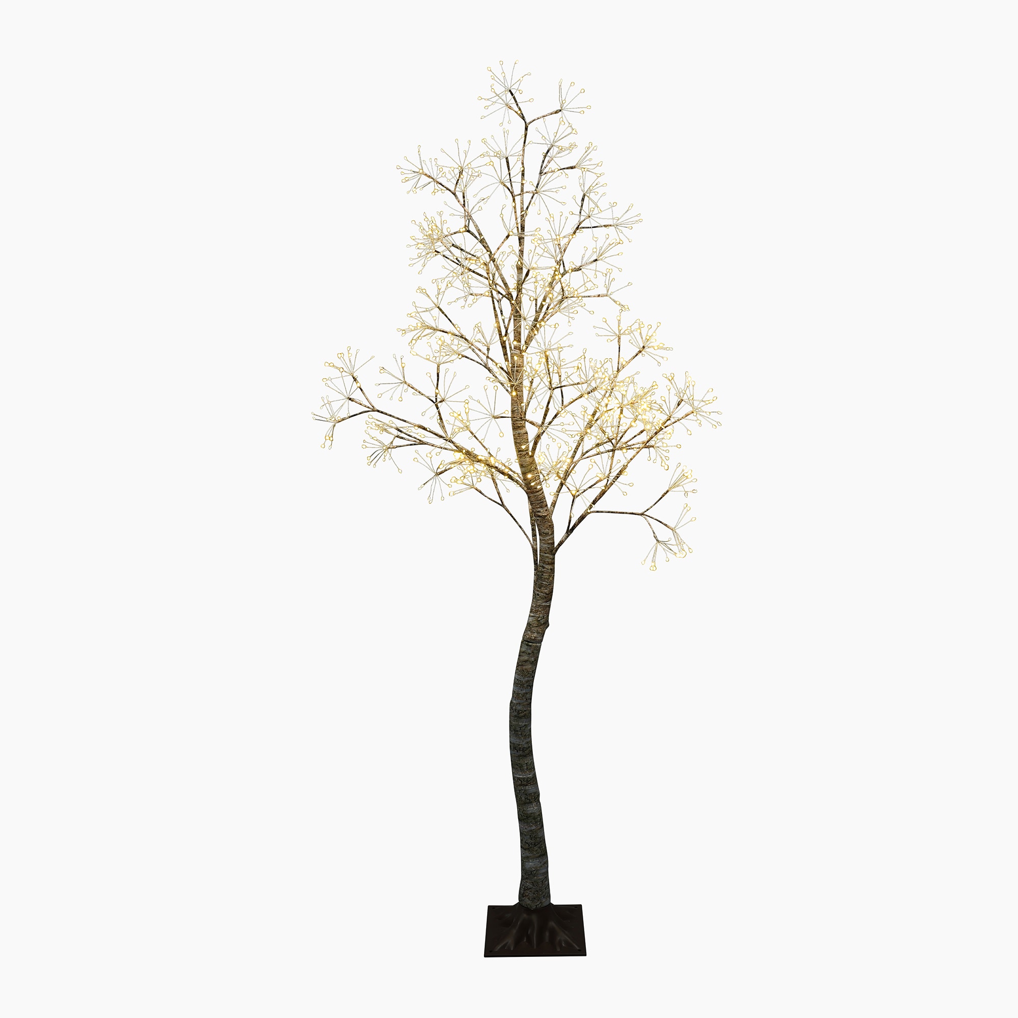 LuxenHome 5.9-ft Pre-lit Flocked Brown Artificial Christmas Tree with Multicolor LED Lights