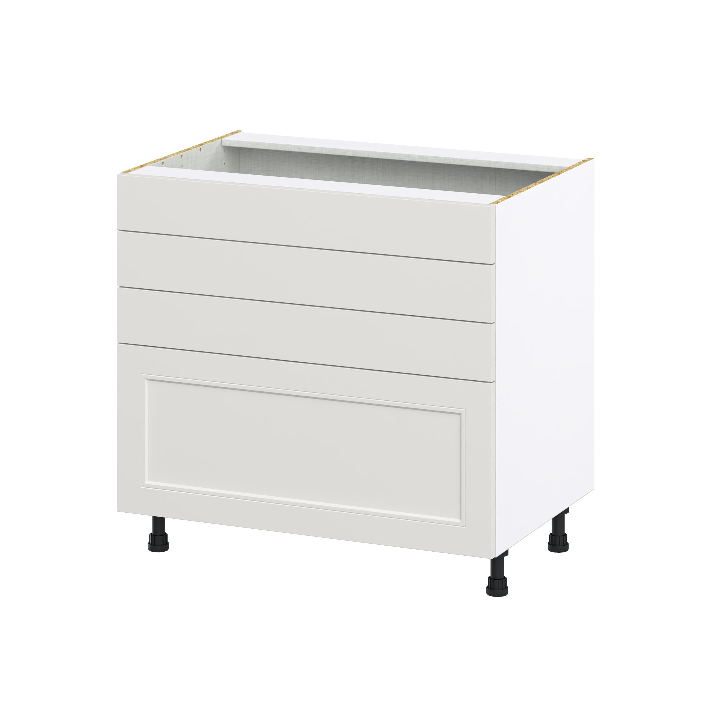 Hugo&Borg DSBCT4D36FF-BE Belcourt 36-in W x 34.5-in H x 24-in D Painted Light Gray 4 -Drawers Drawer Base Fully assembled Cabinet ( Recessed panel Shaker )