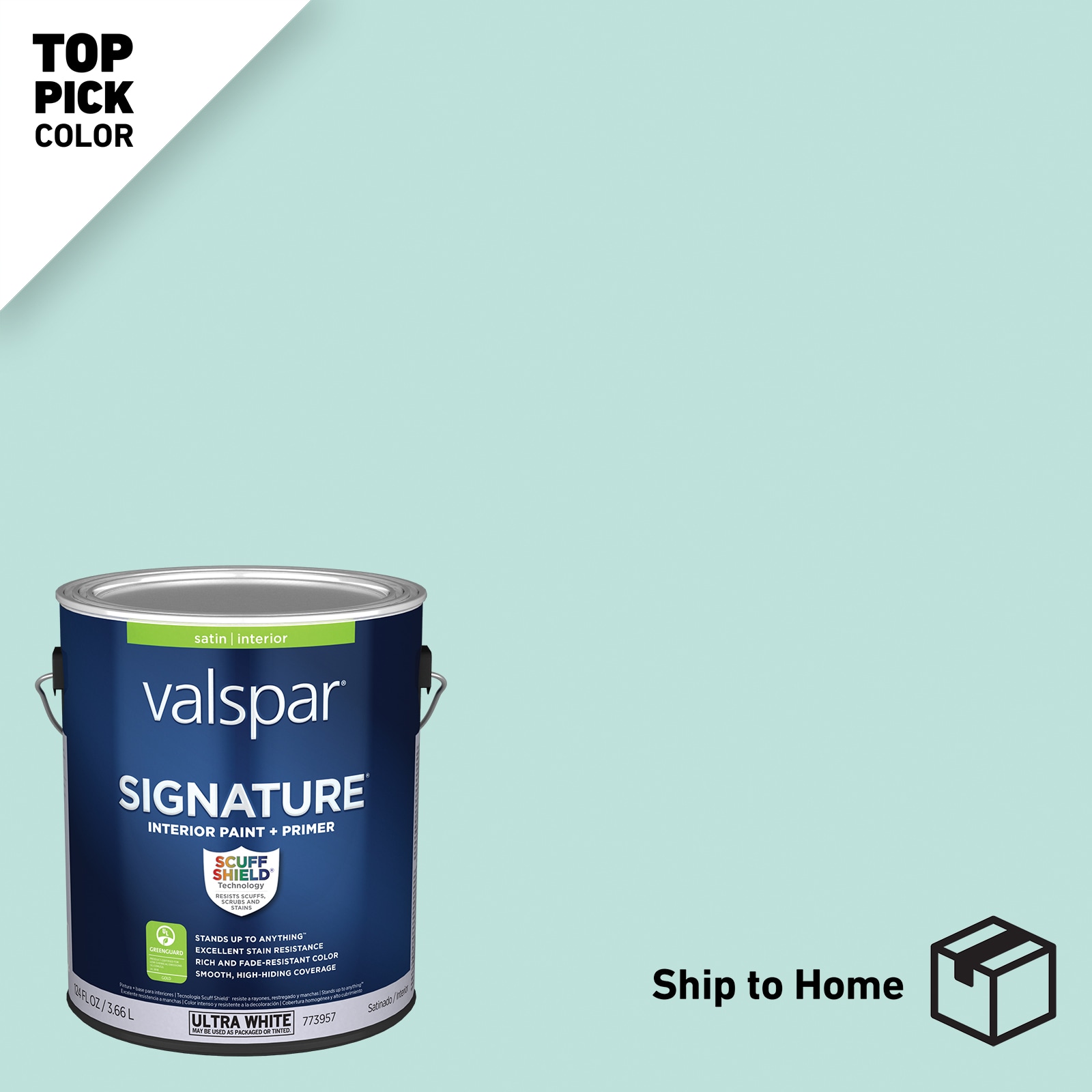 Valspar 5007-7A-2636568 Signature Satin Mystic Sea 5007-7A Latex Interior Paint Paint + Primer ( 1-gallon )