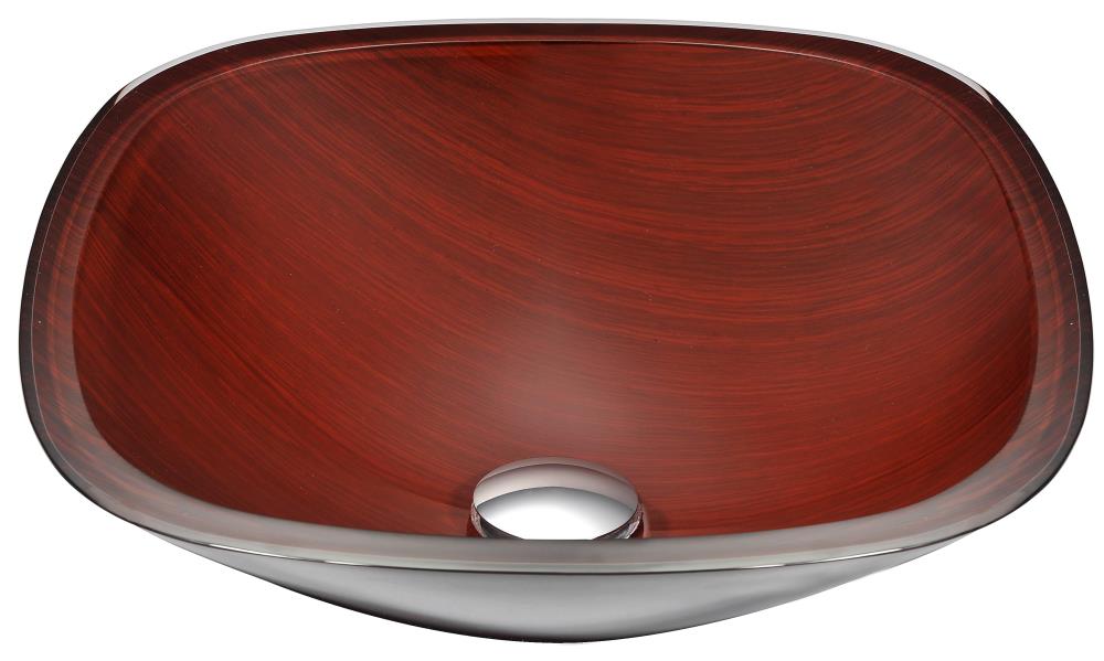 ANZZI LS-AZ066 Cansa Rich Timber Tempered Glass Vessel Square Modern Bathroom Sink with Drain Included (16.1-in x 16.1-in)