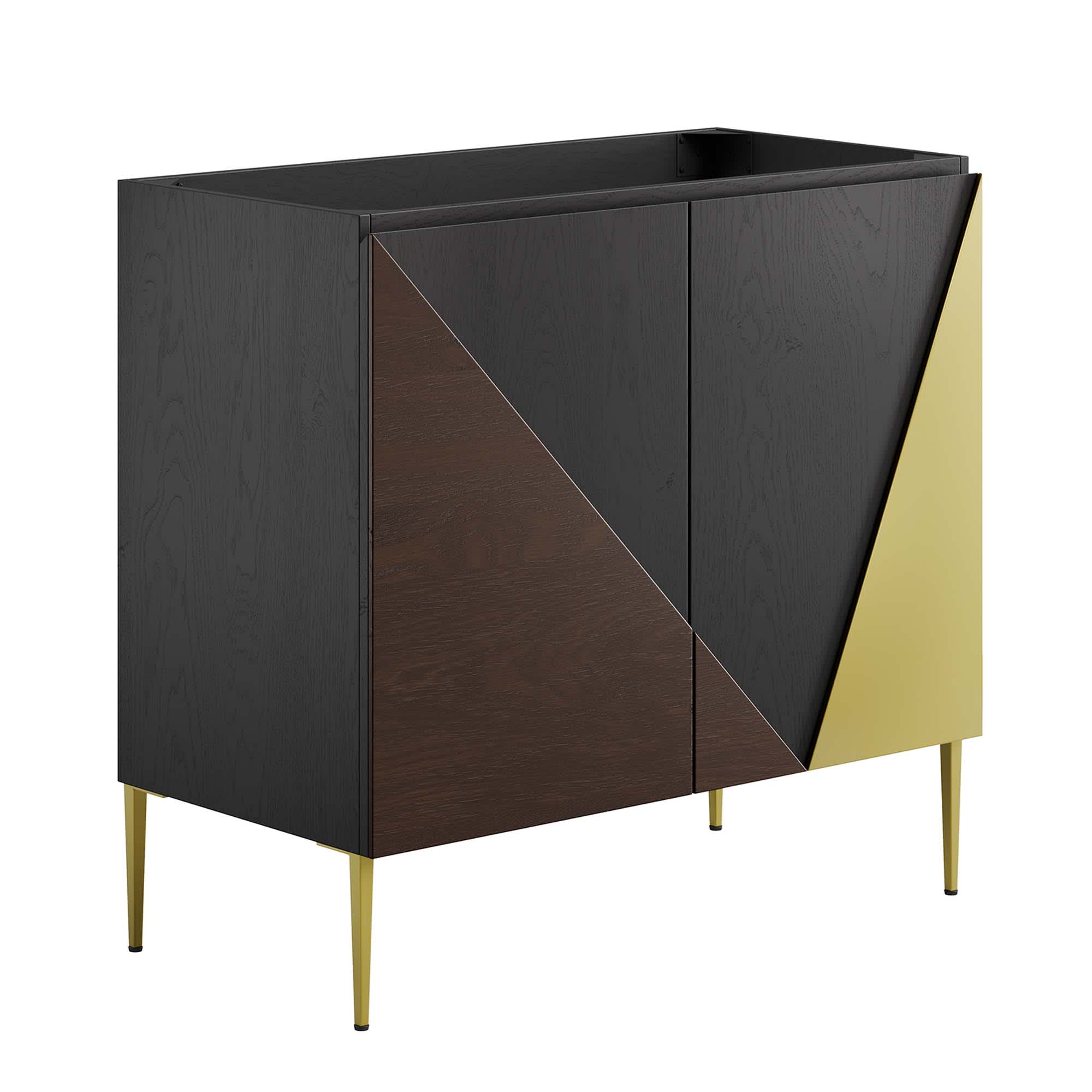 Modway  Alchemist 36-in Bathroom Vanity Cabinet (Sink Basin Not Included) in Black Gold