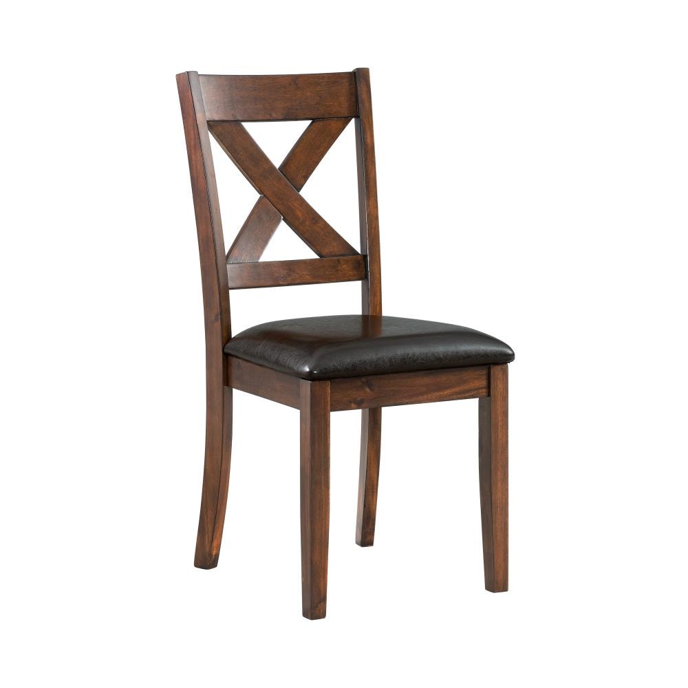 Alexa Cherry 7-Piece Rectangular Dining Set with Faux Leather Chairs
