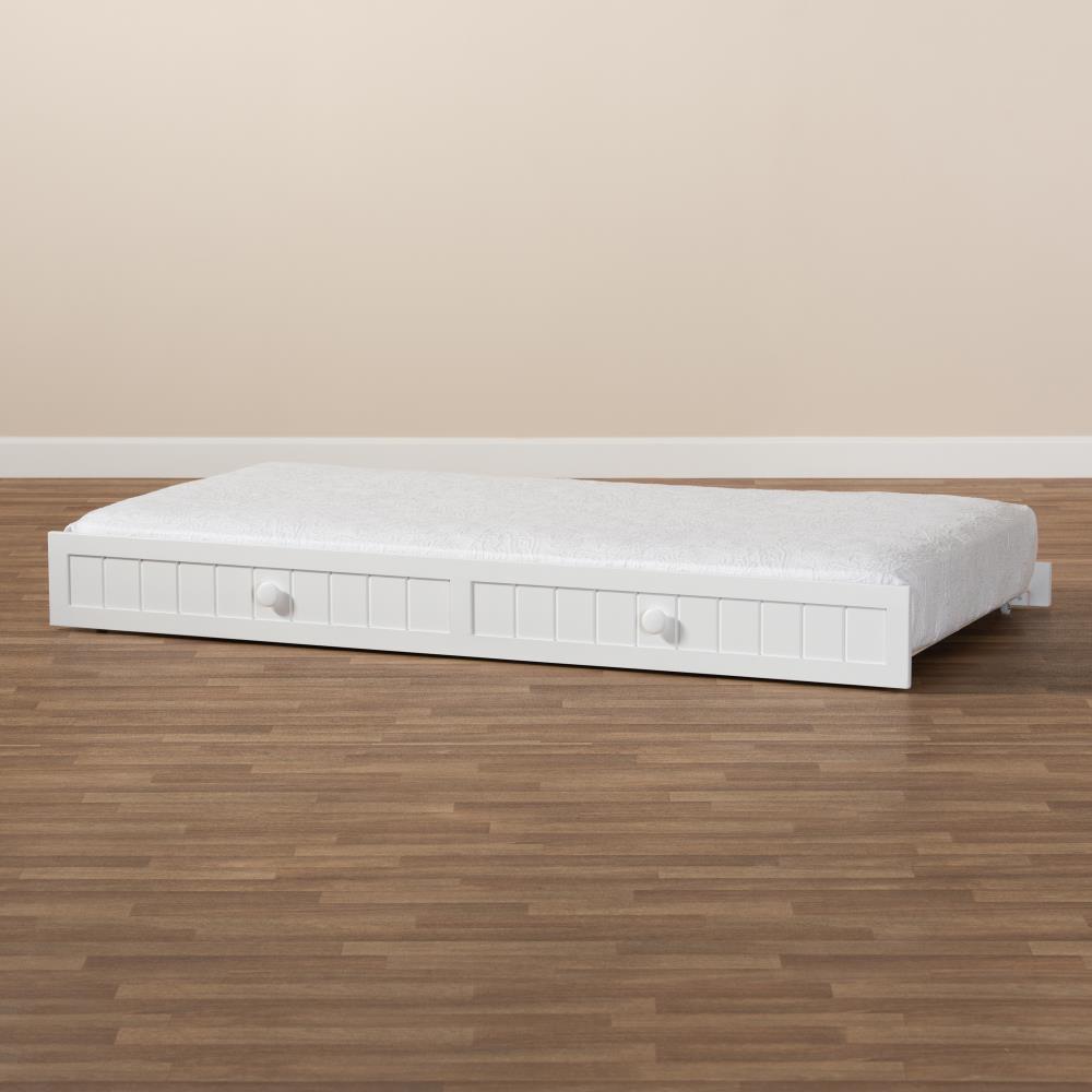 Baxton Studio Neves White Twin Wood Trundle Bed in the Beds