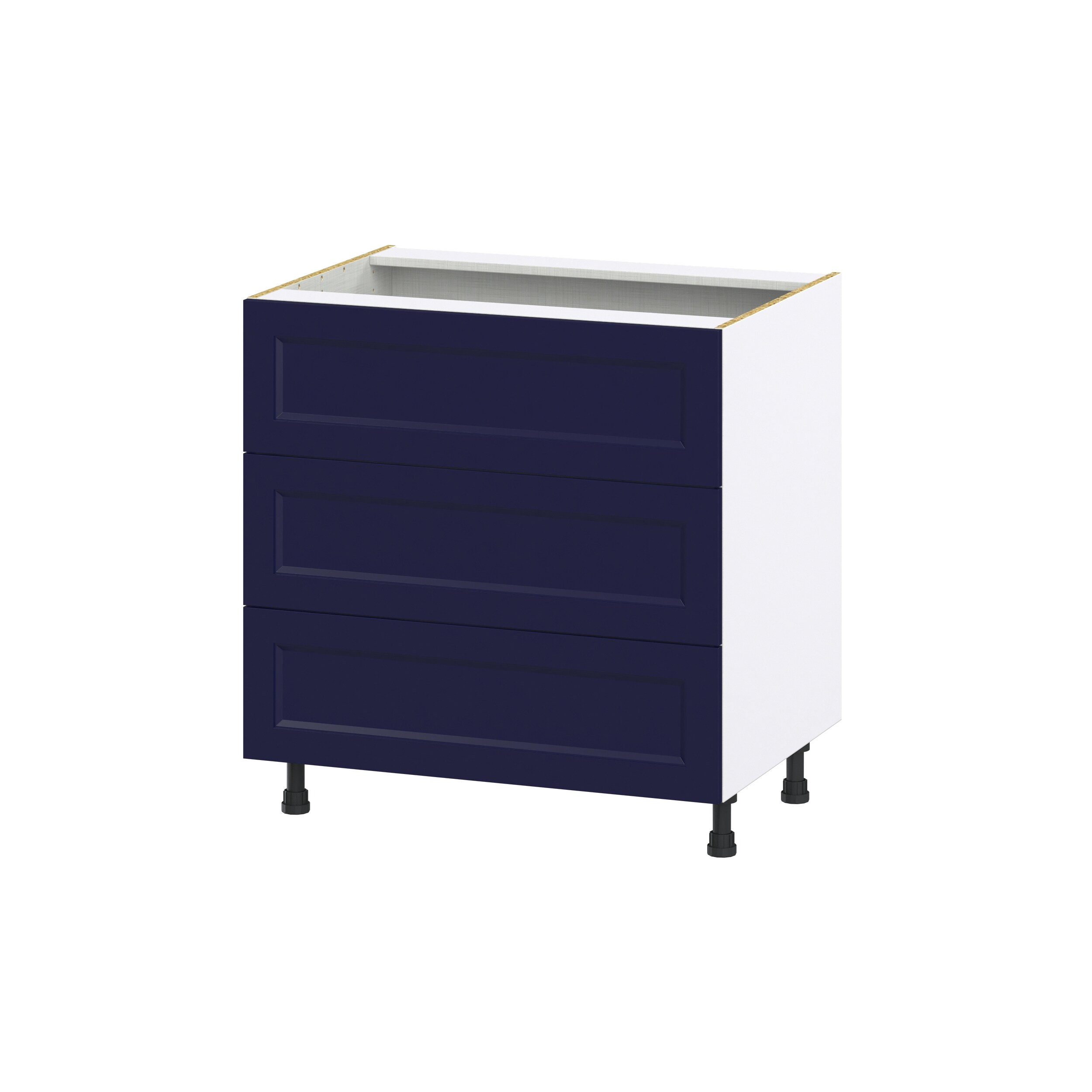 Hugo&Borg 33-in W x 34.5-in H x 24-in D Slate Gray 3-Drawer Base Fully Assembled Cabinet (Recessed Panel Style)