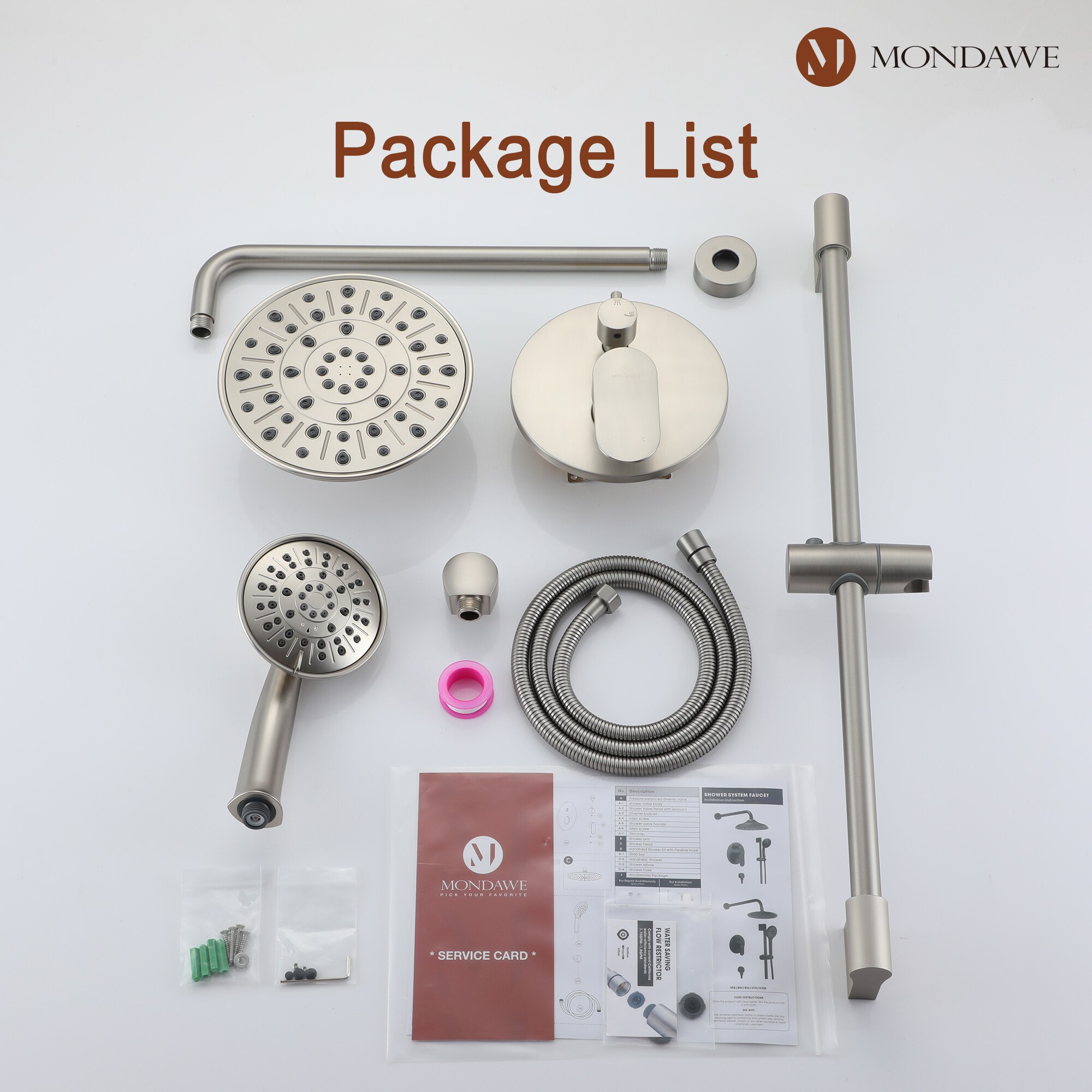 Mondawe MD-A3815-BN Showerhead-Bar-Panels - View #11