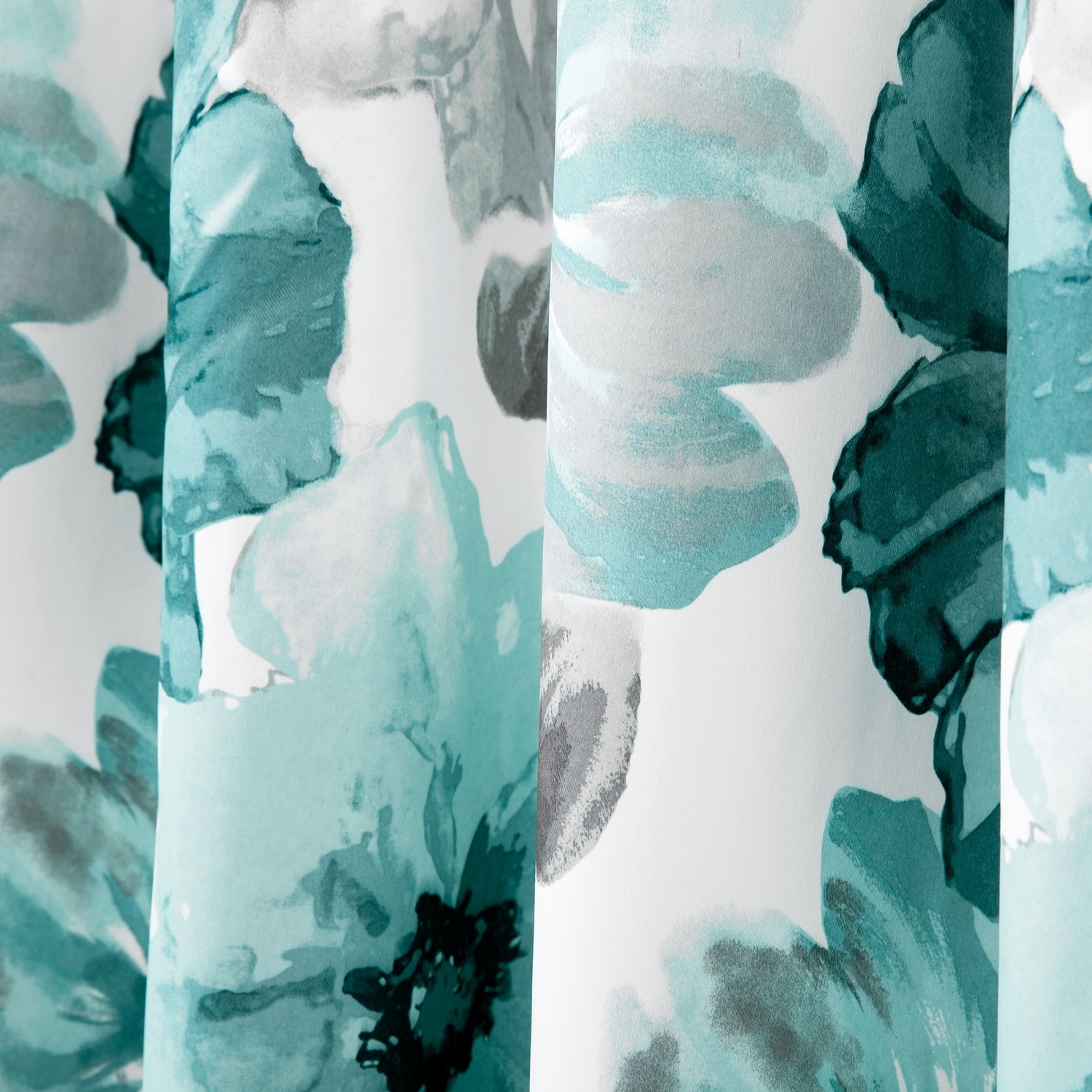 Leah Blue Floral Polyester Light Filtering Curtain Panels