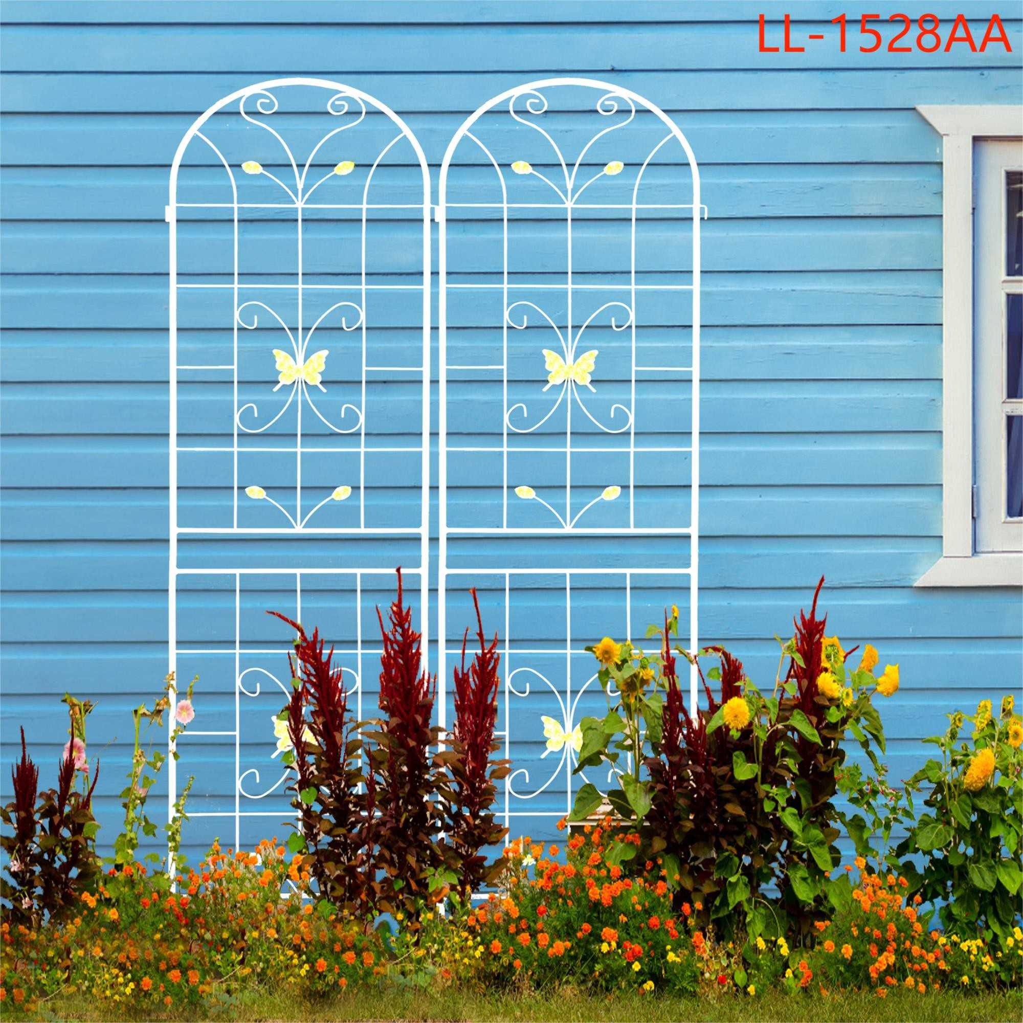 Yiekholo LL-1528AA 19.7-Inches W x 86.7-Inches H White Iron Traditional Garden Trellis For Climbing Plants For Cucumbers For Roses 4 -Pack