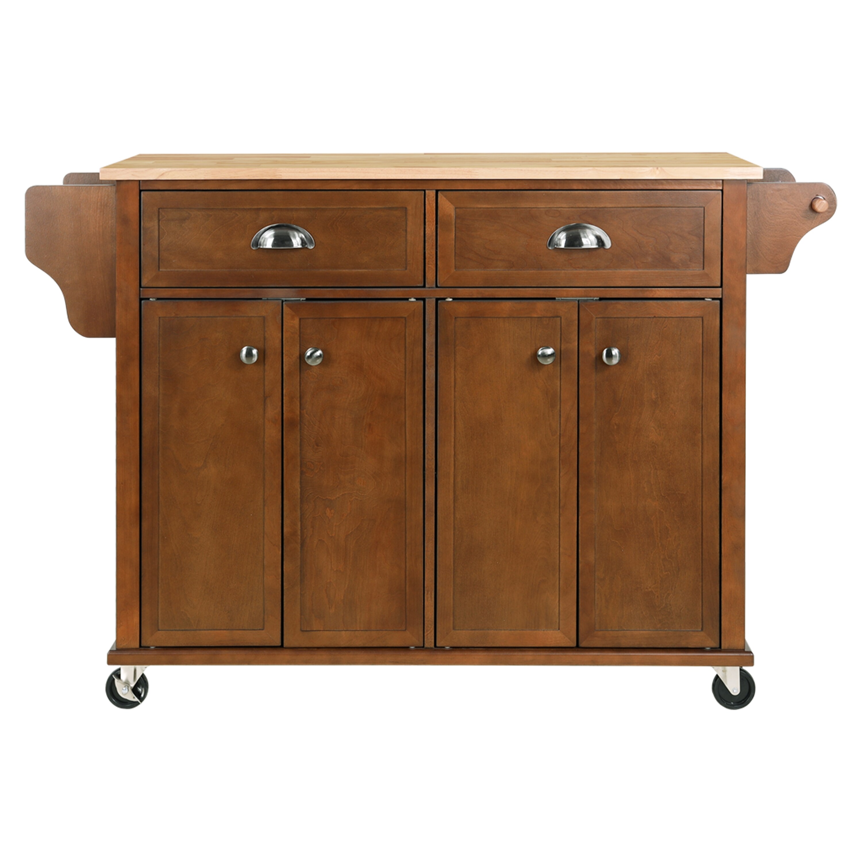 BABOOM Gray Mdf Base with Wood Top Rolling Kitchen Island (32-in x 57.63-in x 36-in)