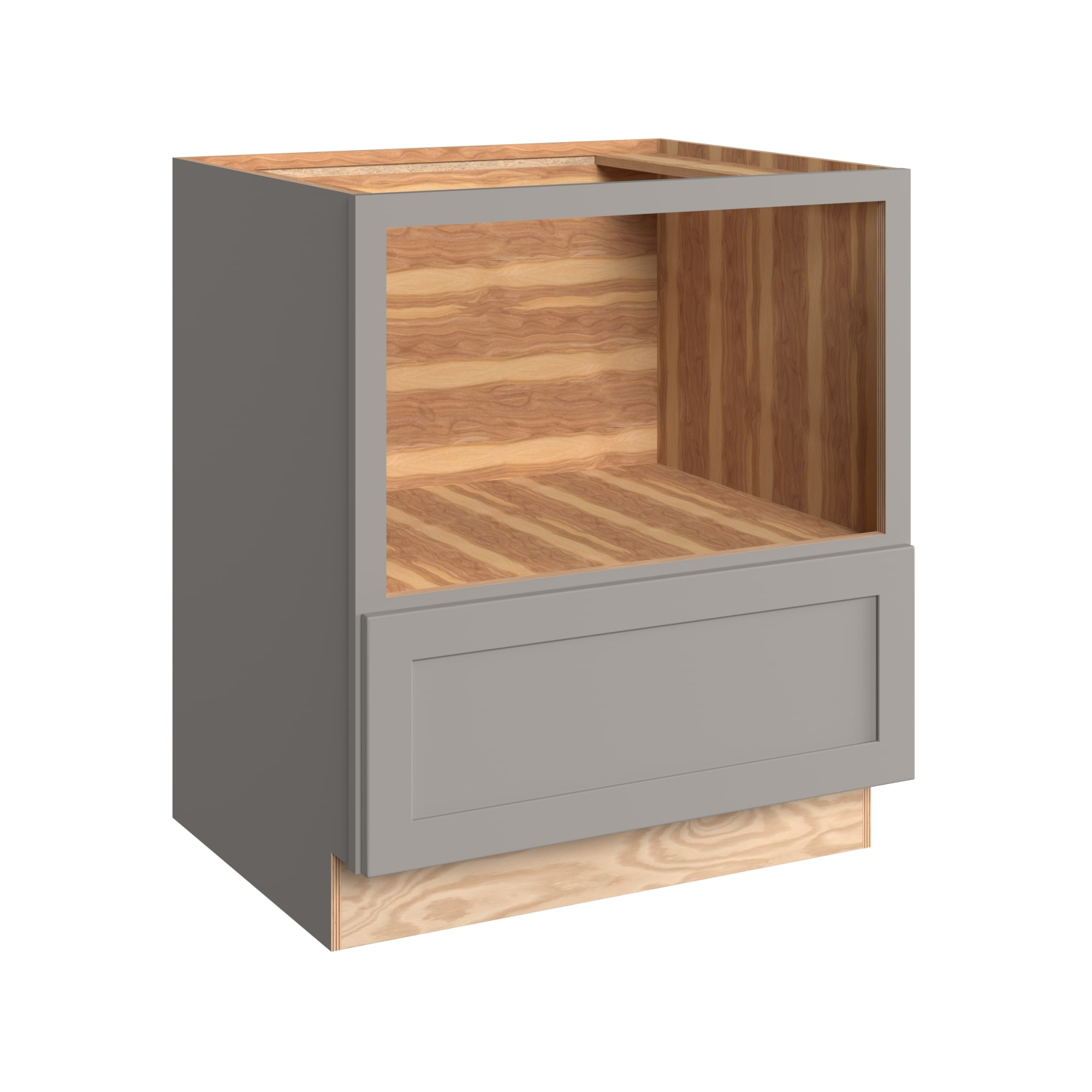 KraftMaid Momentum BMC302434G81 Deveron 30-in W x 34.5-in H x 24-in D Pebble Grey Microwave Base Fully assembled Plywood Cabinet (Recessed Panel Shaker)