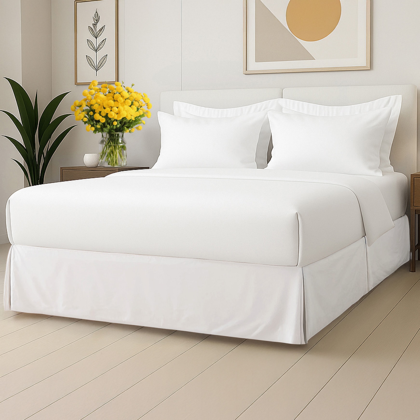 CGK Linens Full White Pleated Bed Skirt