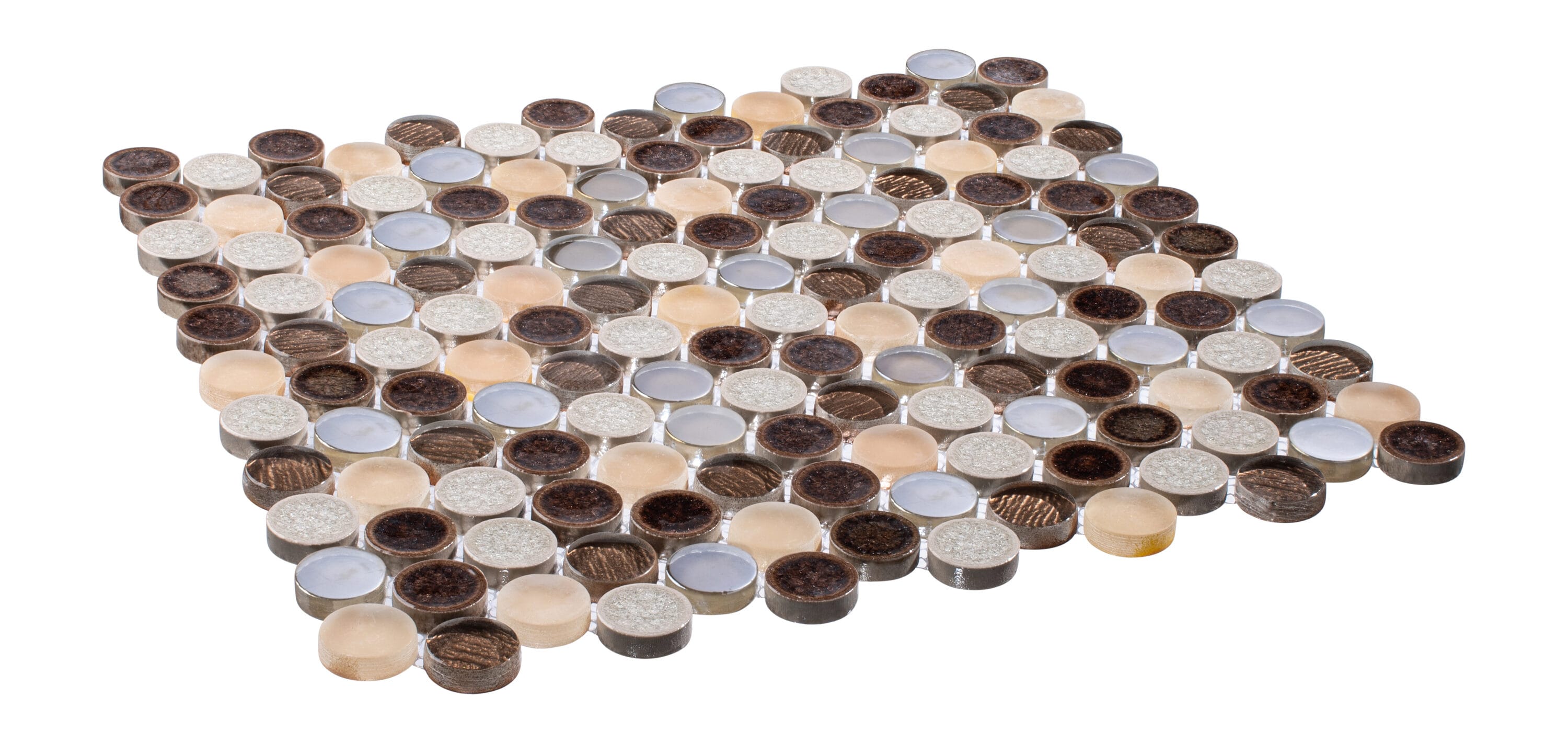 Polka Brown Penny Round Mosaic Ceramic Tile Sheet