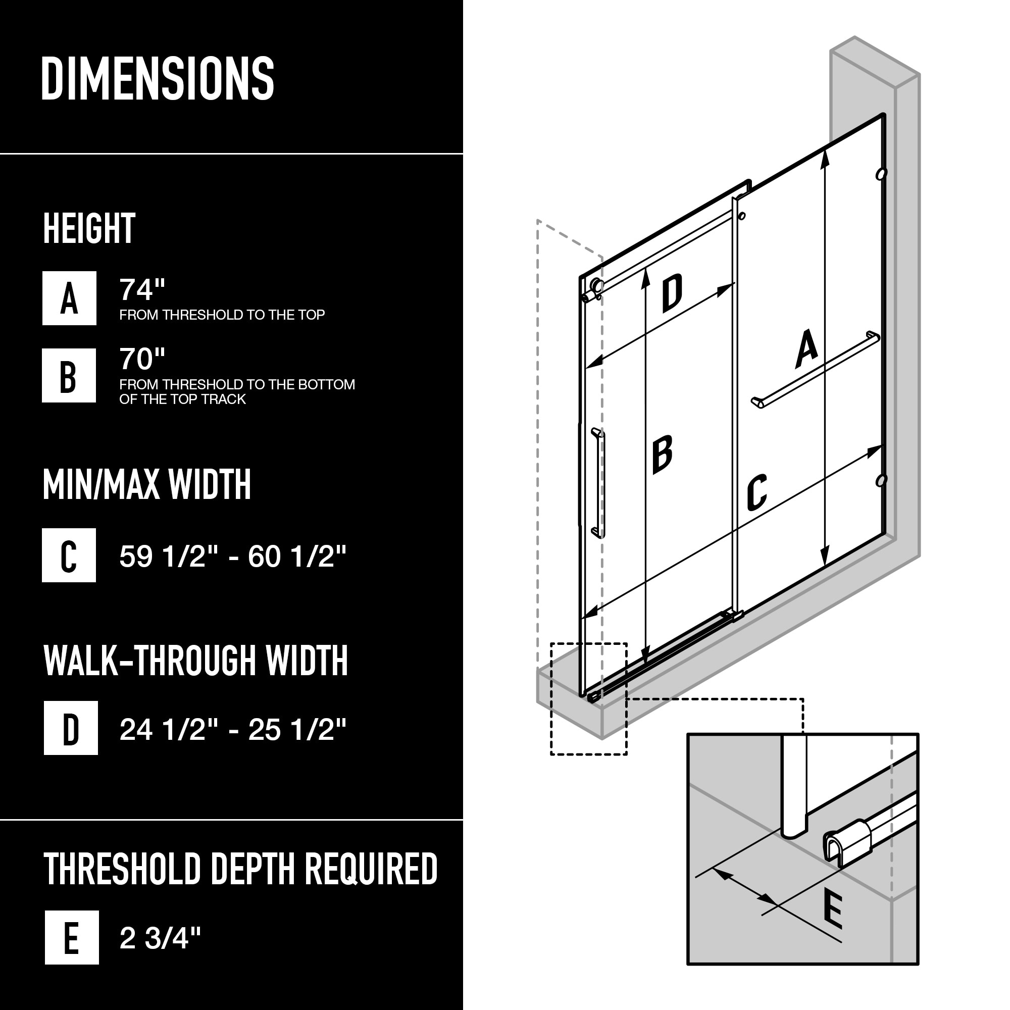 VIGO VG6080CHCL6074 Shower-Doors - View #2