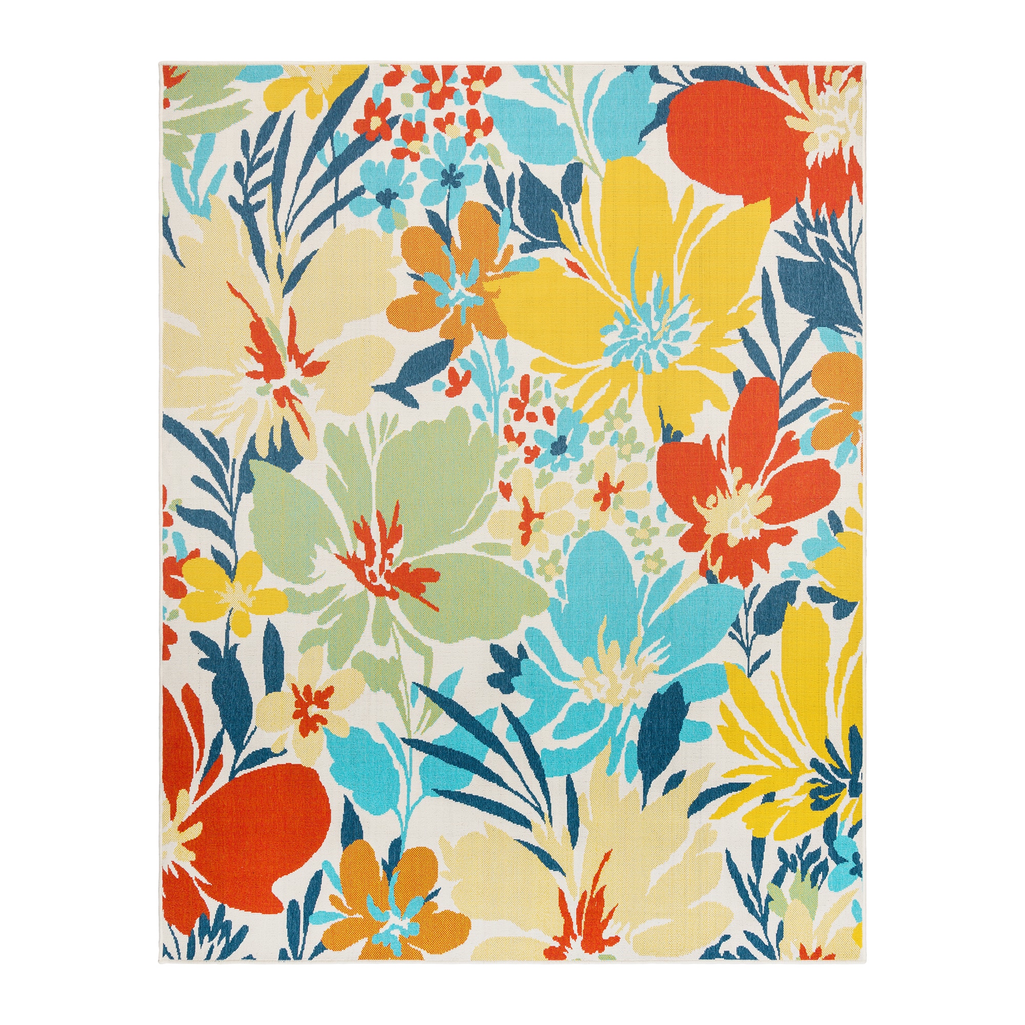 Bright Multicolor Floral Synthetic 8' x 10' Area Rug