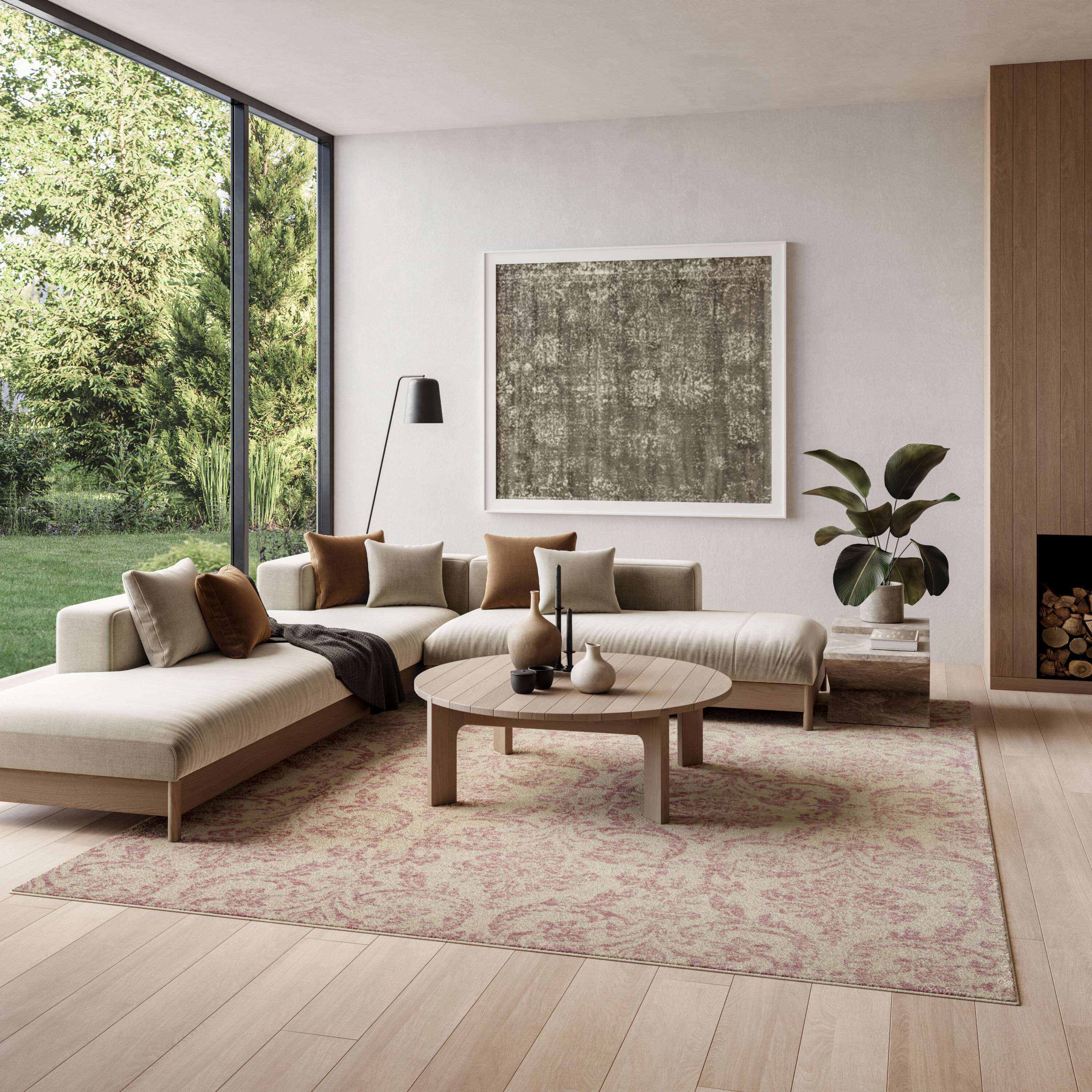 Nourison 99446478870 Jubilant 8 x 10 (ft) Loomed Ivory/pink Rectangular Indoor Abstract Area rug