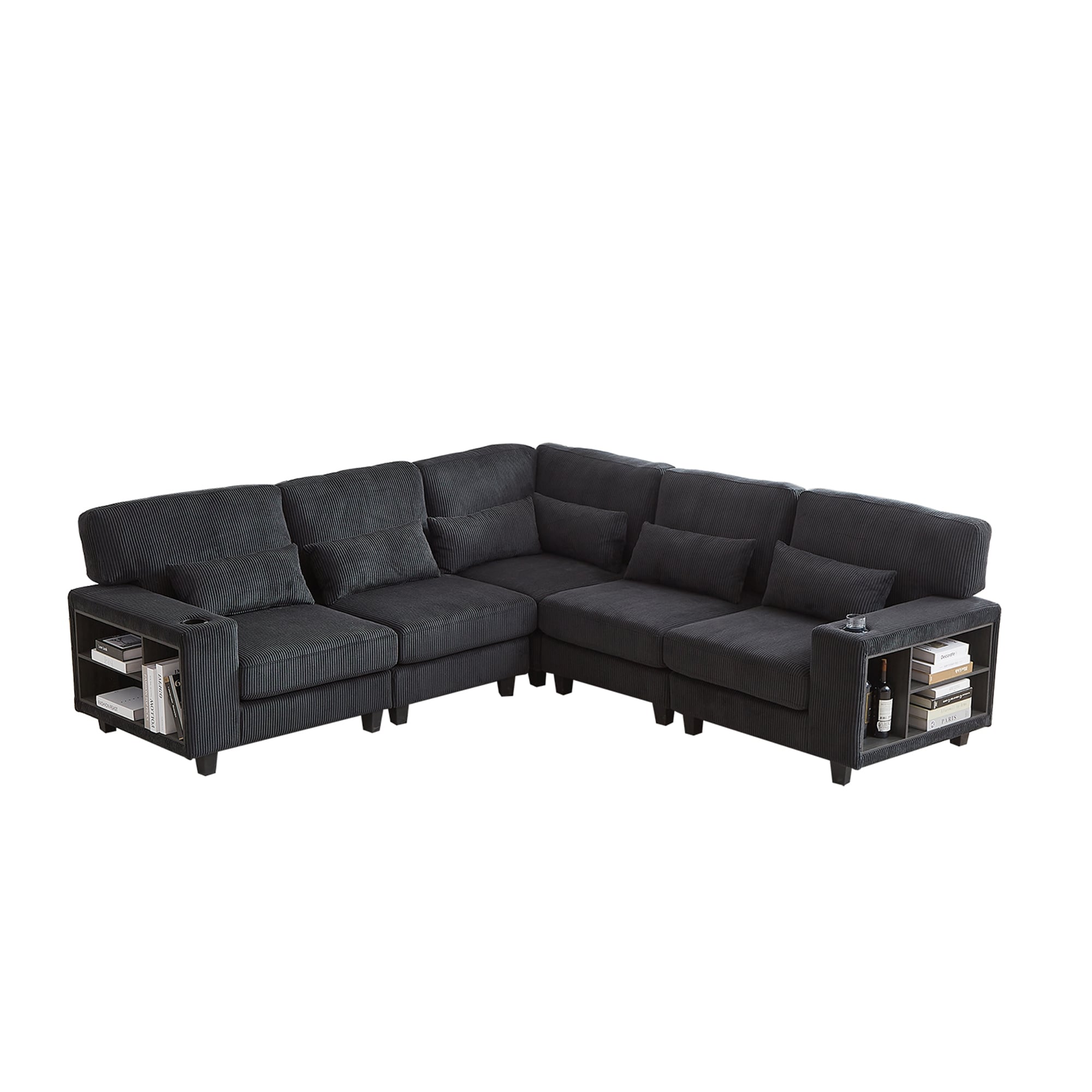 SINOFURN SYA020312BK 102.8-in Modern Black 5 -seater Sectional