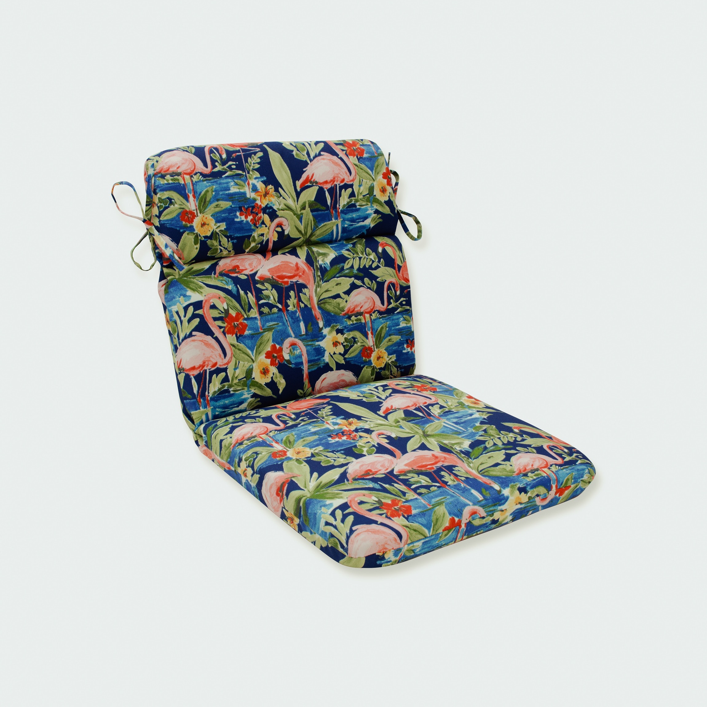Pillow Perfect 621043 Flamingoing Lagoon 40.5-in x 21-in Blue Patio chair cushion