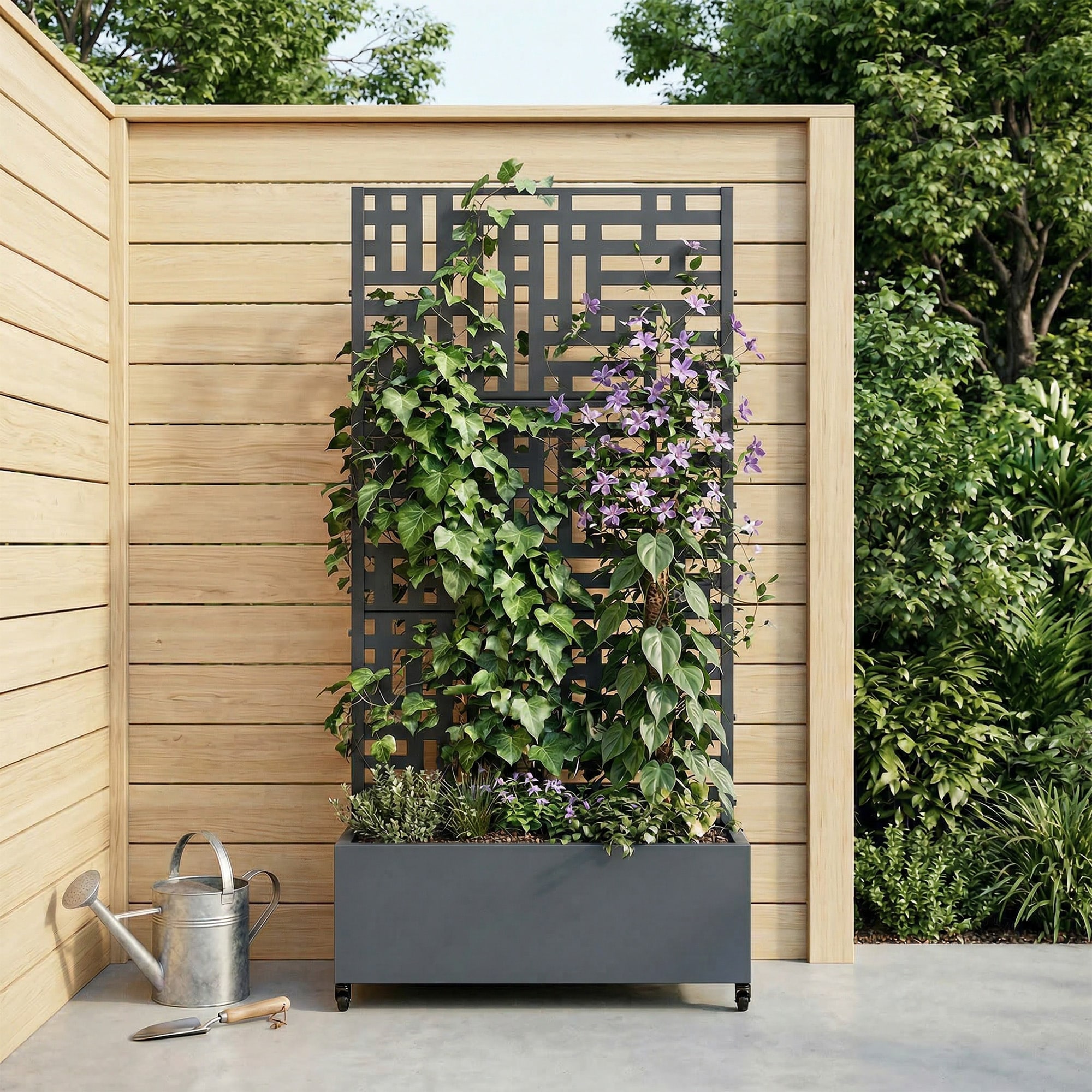 Wooakway 6 ft. H x 3 ft. W Metal Planter Box privacy screen Garden