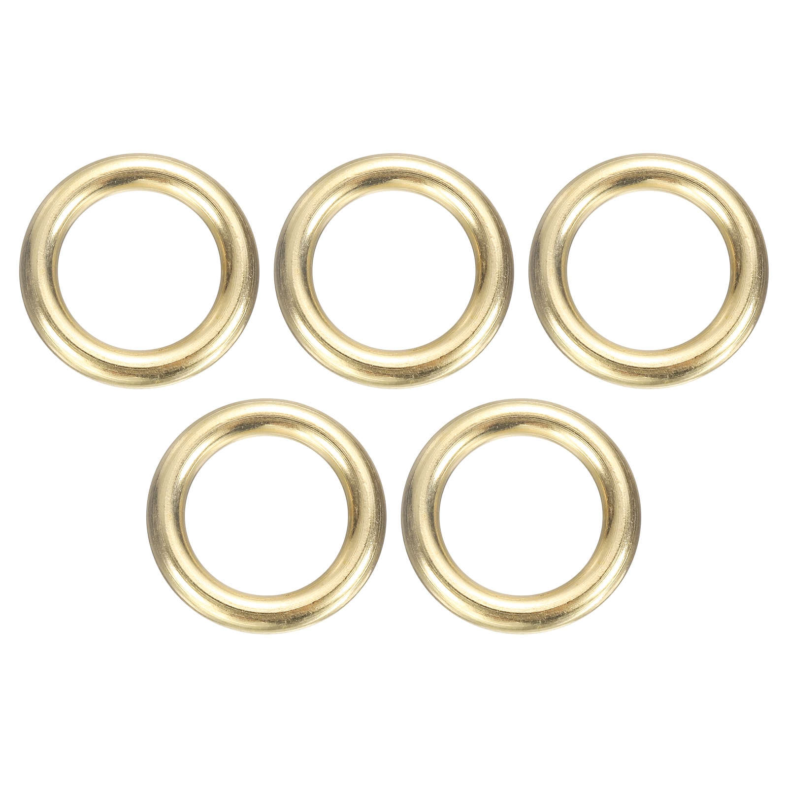 Unique Bargains 5pcs H59 Brass O Ring 0.79inch OD. 0.55inch Thickness Brass Seamless Welded Circle Loop Round Ring Buckles for Luggage Webbing Craft DIY Decoration Accessories Gold Tone
