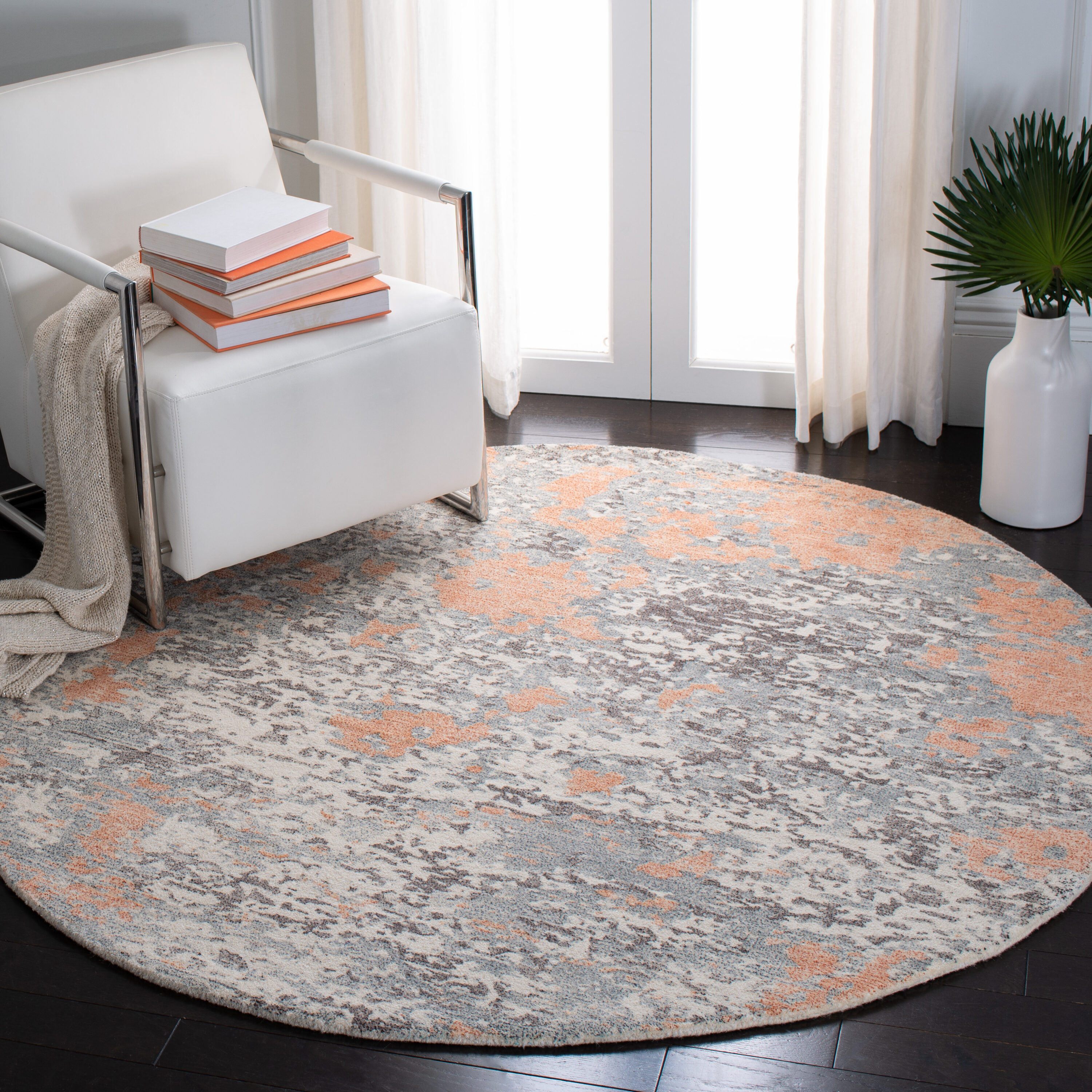 Safavieh Restoration Vintage Betsan Tufted Synthetic Rust/Gray Round ...