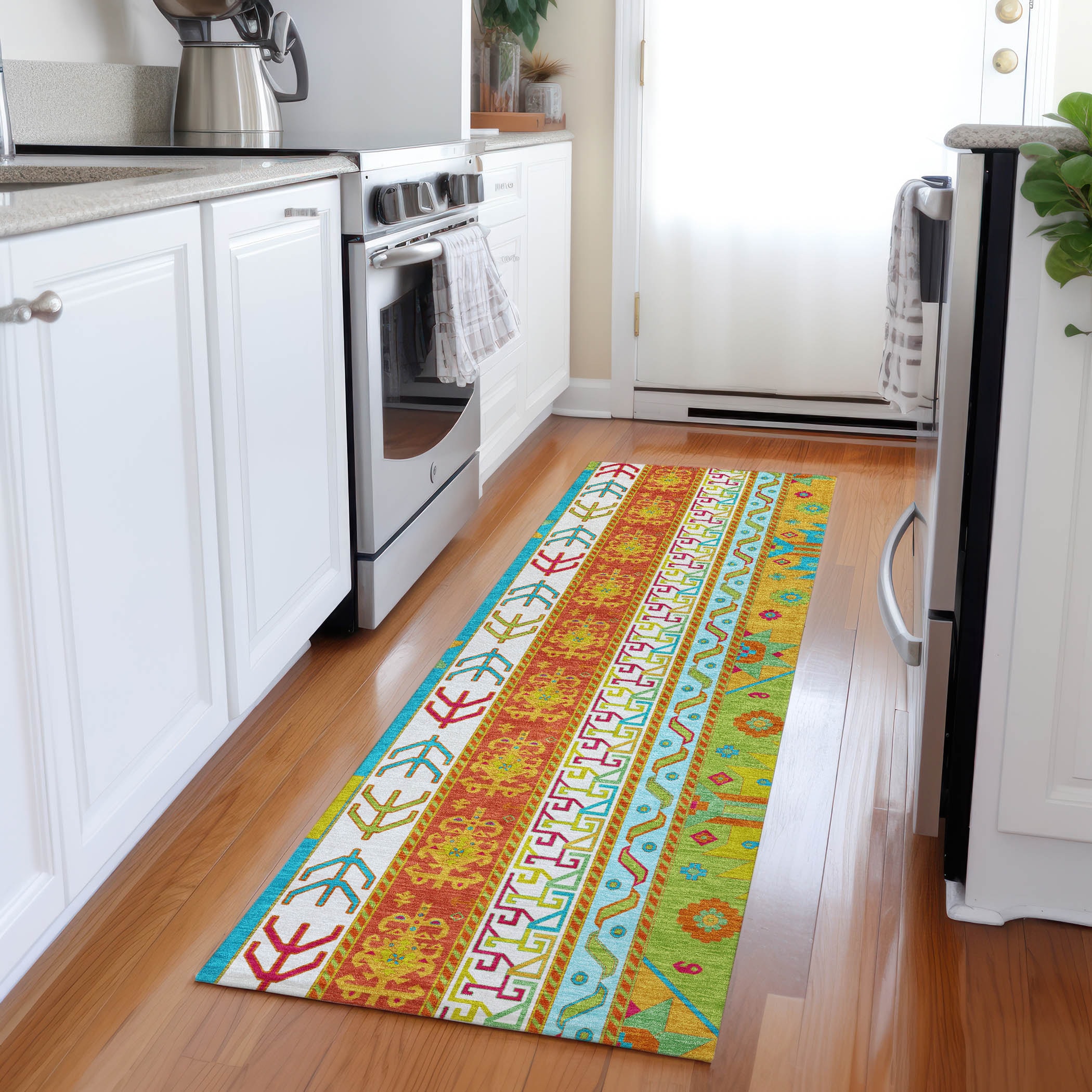 Addison Rugs ACN1015TE2X8 Chantille ACN1015TE 2 x 7 (ft) Polyester Teal Rectangular Indoor/Outdoor Geometric Machine washable Runner rug
