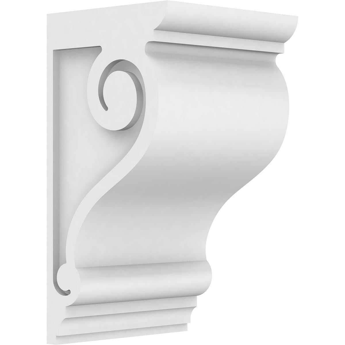 Ekena Millwork CORP07X07X14SCR 7-in x 7-in x 14-in Standard scroll Unfinished White PVC Paintable Corbel