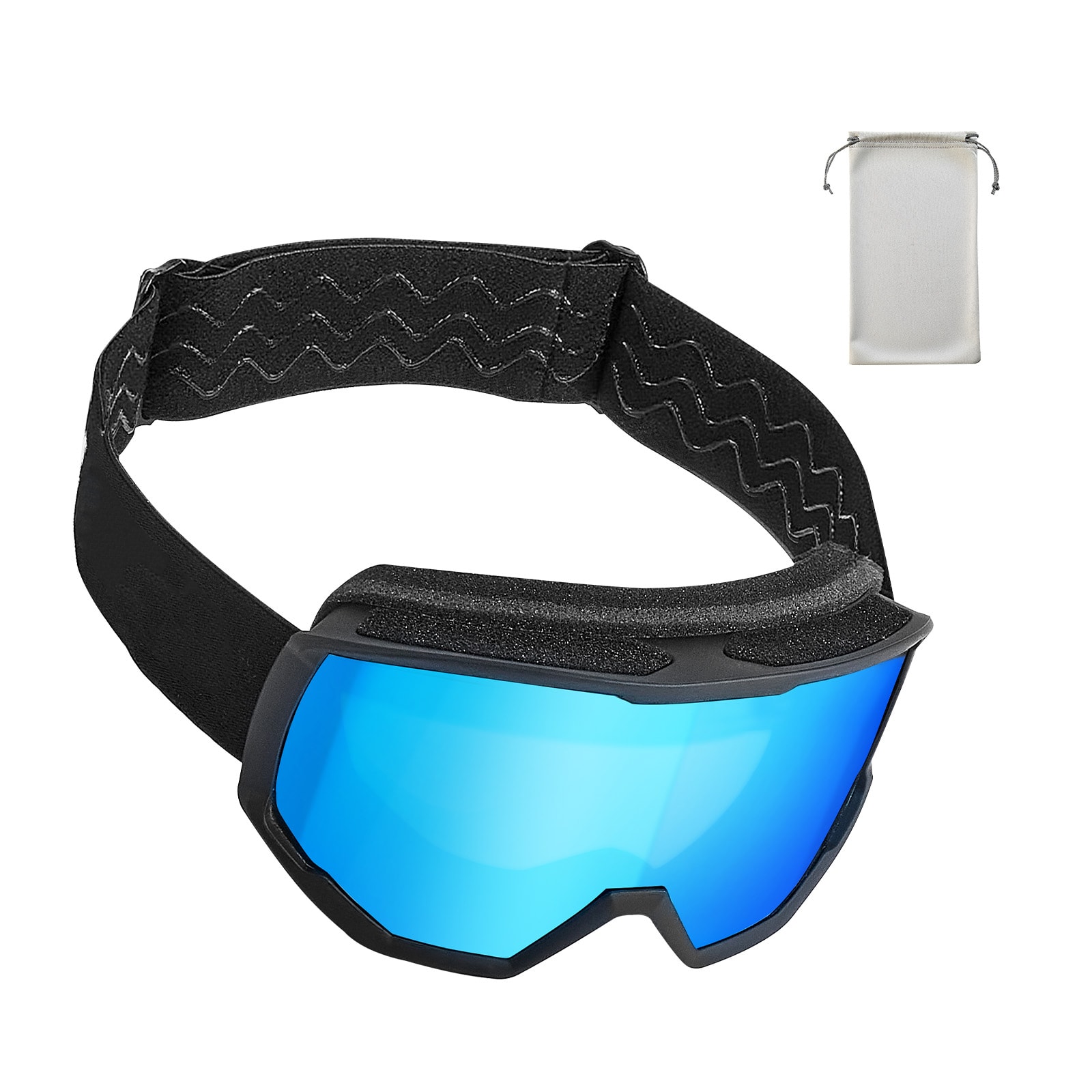 GIVIMO OTG Ski Goggles with Cylindrical Ice Blue Revo Lens Dual-Layer Anti-Fog TPU Frame Detachable Lens Helmet-Compatible