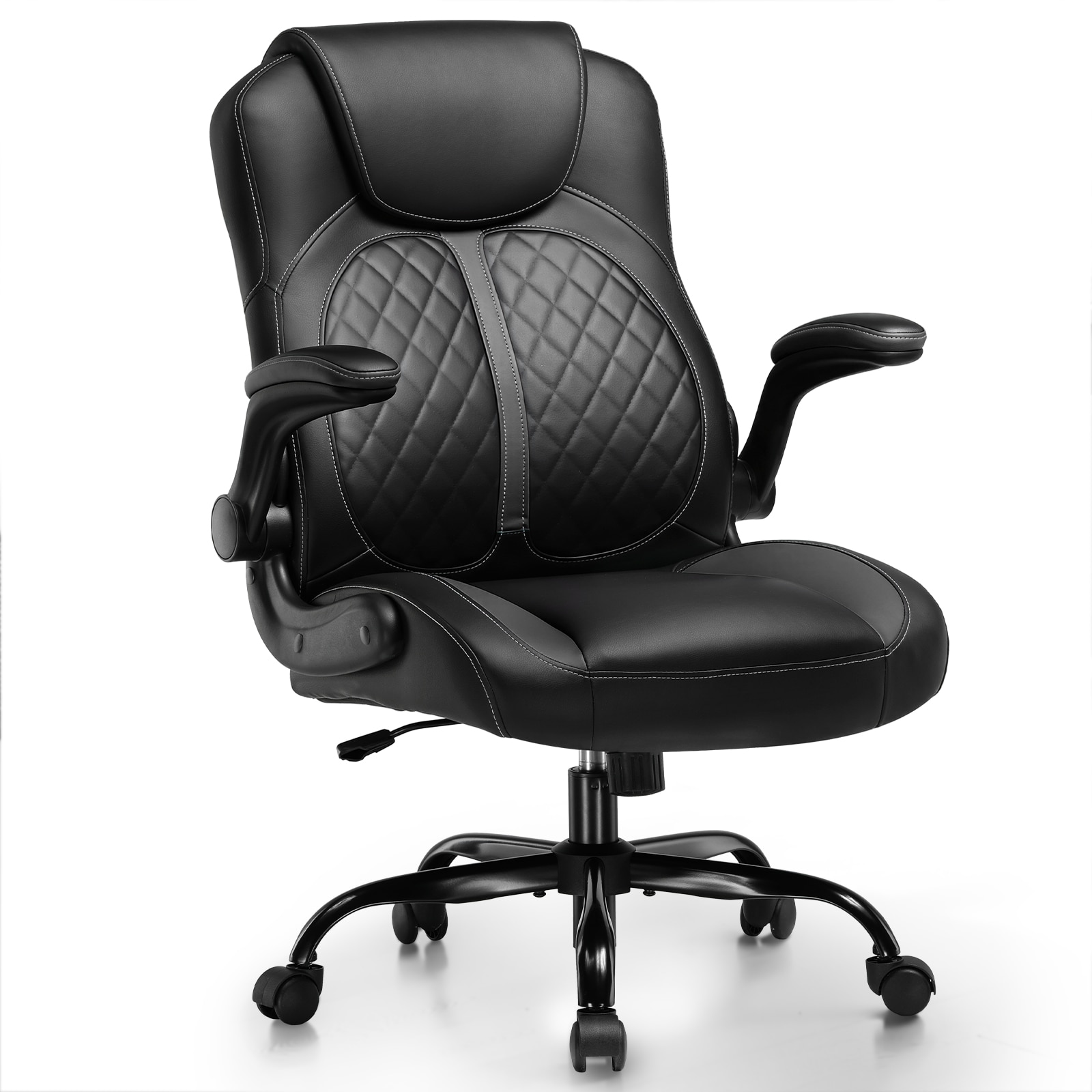 GTPLAYER LOWE'S-GT550-BLACK Black Gaming Chair with Flip-Up Armrests Ergonomic Office Chair