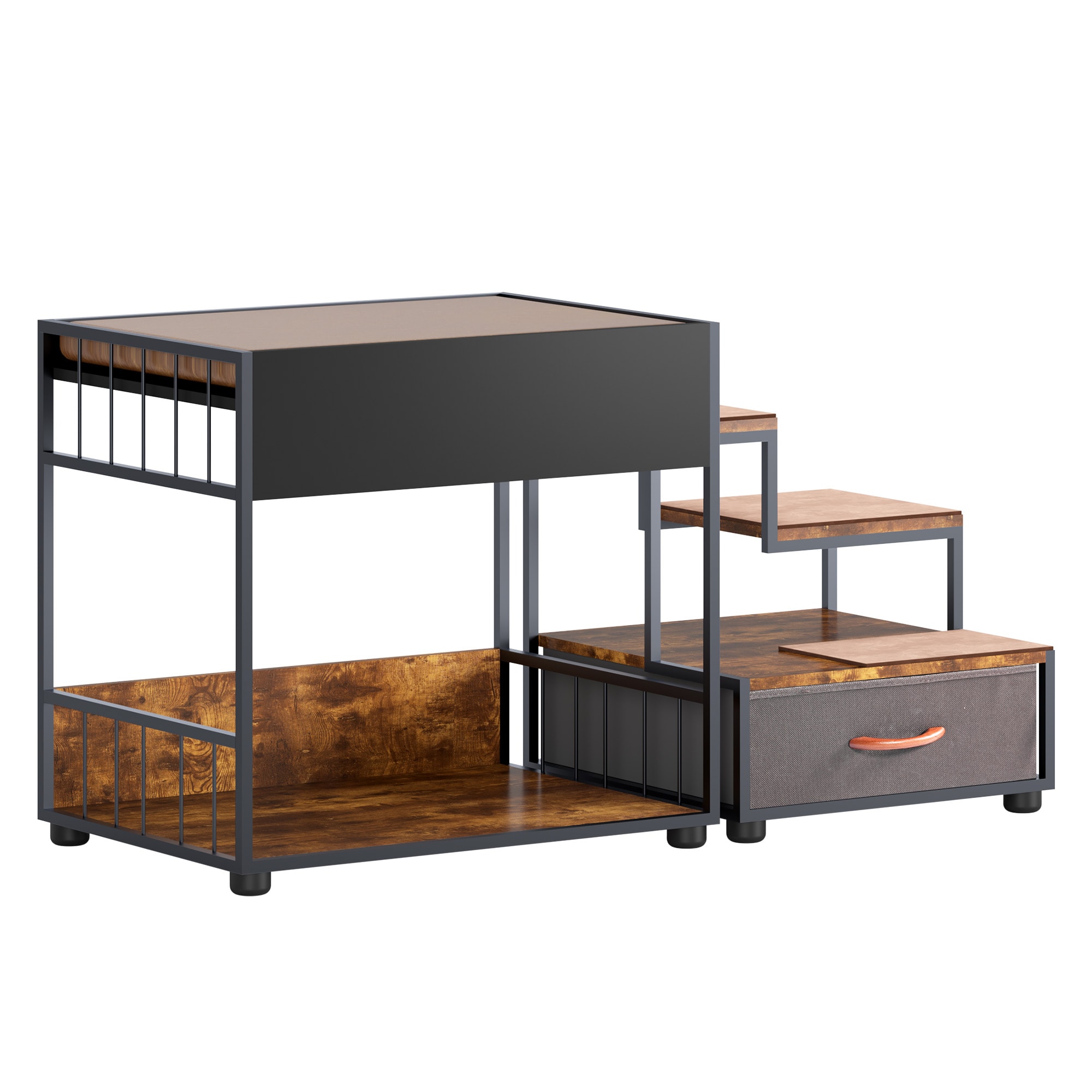 Tatayosi P-DJ-P181838 Black Bunk Beds Pet Step Window Perch for Small and Medium Dogs Bedside Lounge with Sponge Non-Slip Pad and Storage