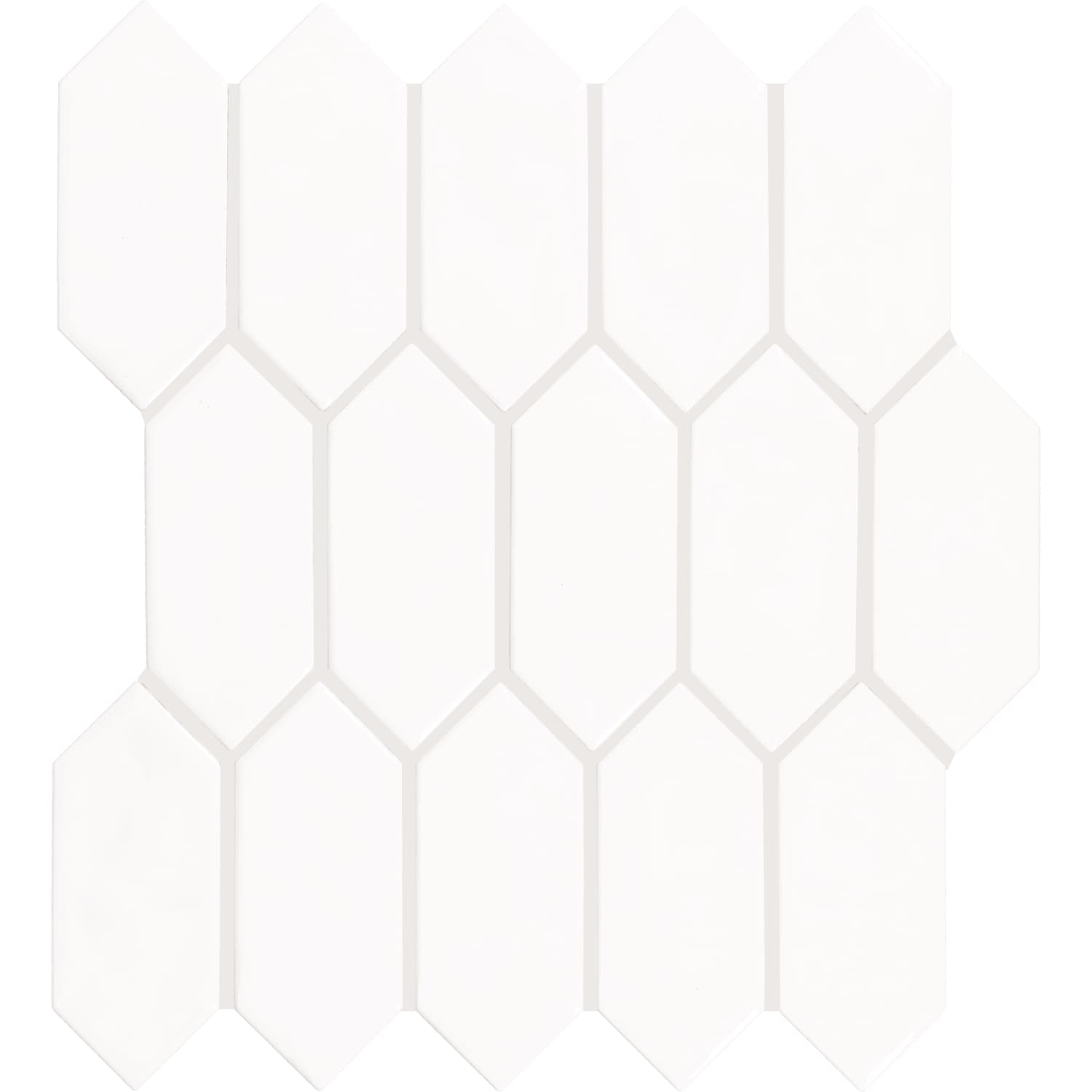 Daltile Core Crafted True White 11-in x 12-in Glossy Ceramic Handcrafted look Picket Mosaic Wall Tile ( 0.73-sq ft / Piece )