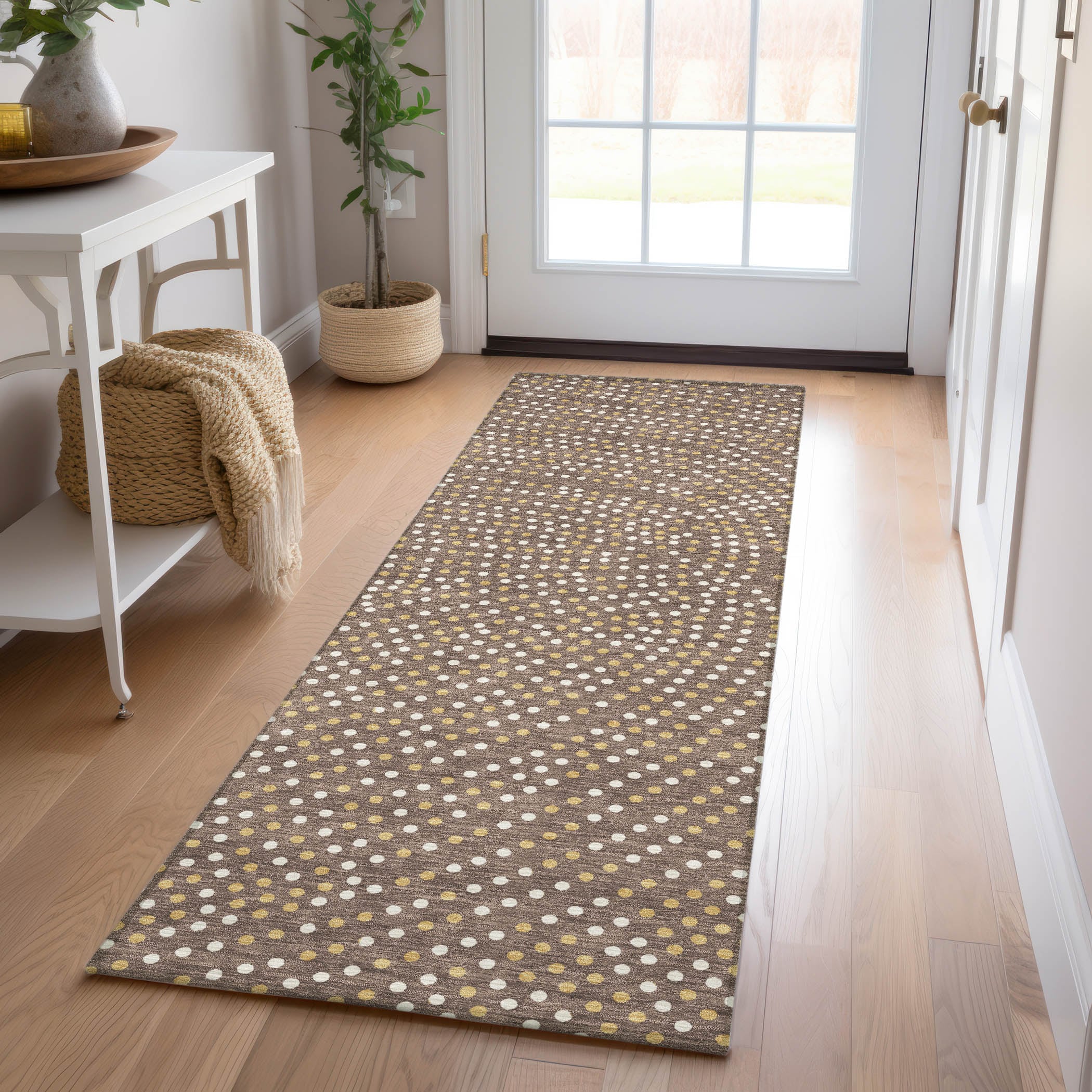 Addison Rugs ACN1021BR2X8 Chantille ACN1021BR 2 x 7 (ft) Polyester Brown Rectangular Indoor/Outdoor Geometric Machine washable Runner rug